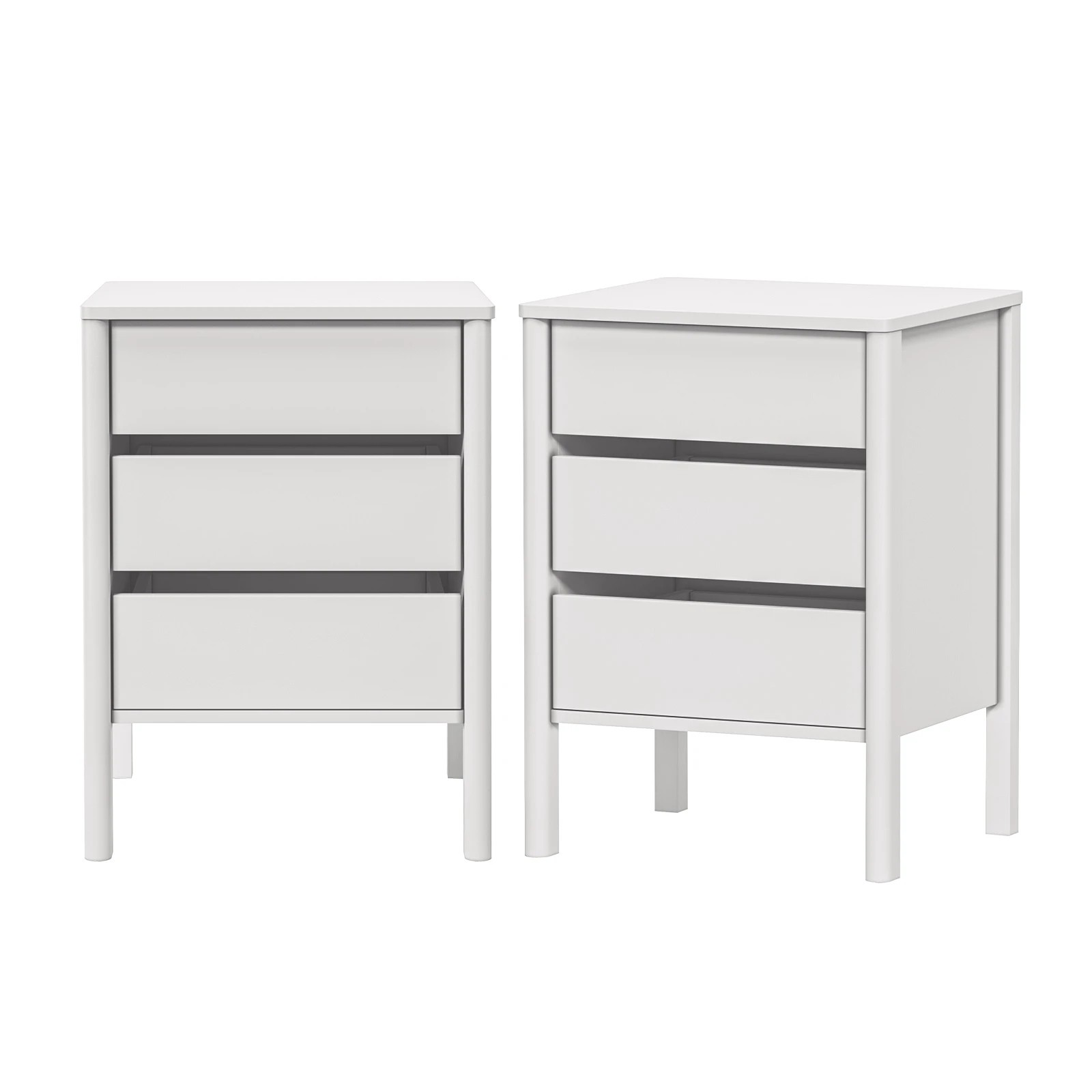 1 Oikiture 2x Bedside Table 3 Drawers Side Table Nightstand Handle-free - White, 1 of 9