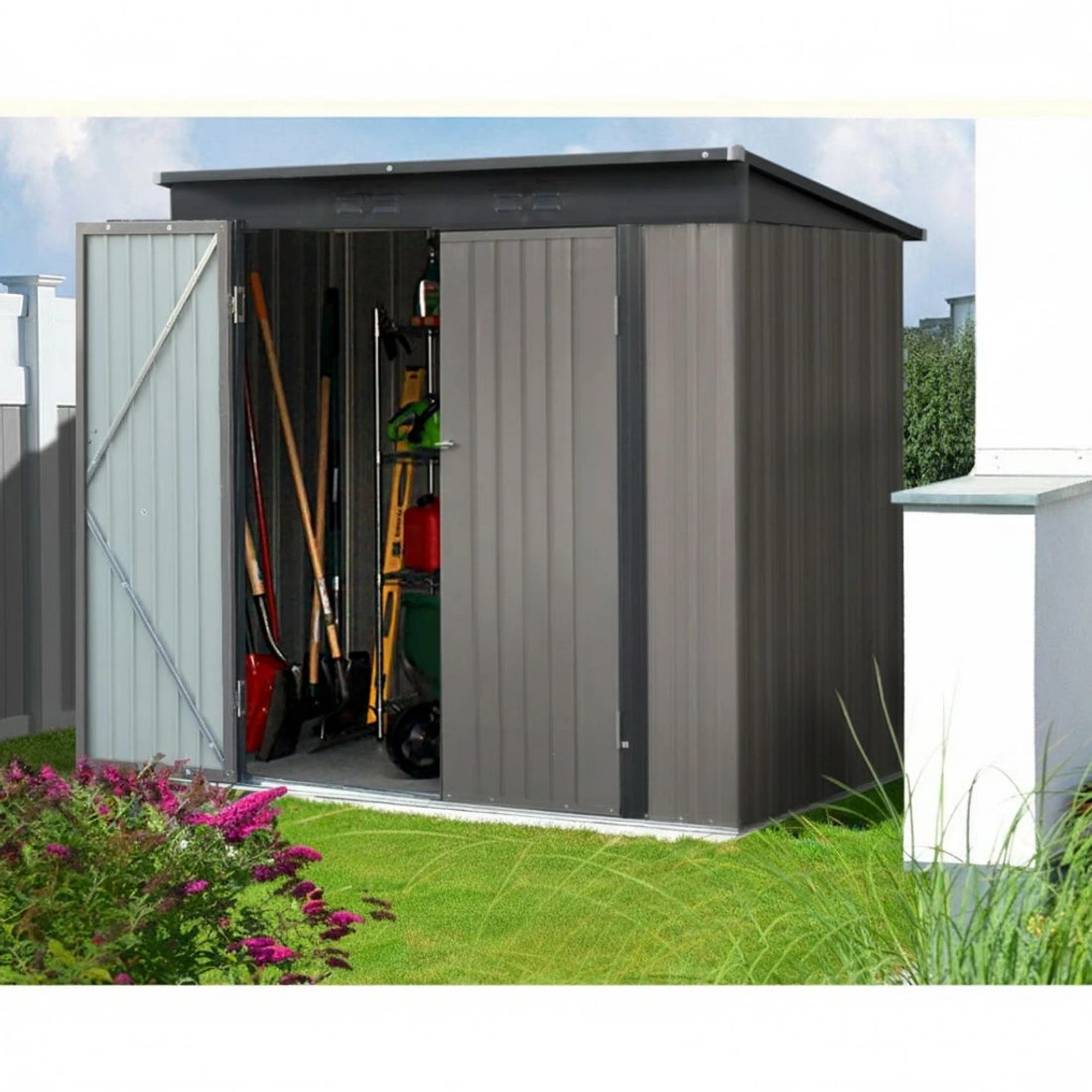 5 Giantz Garden Shed heds Outdoor Storage Steel Workshop House Tool Double Door - Brown, 5 of 7