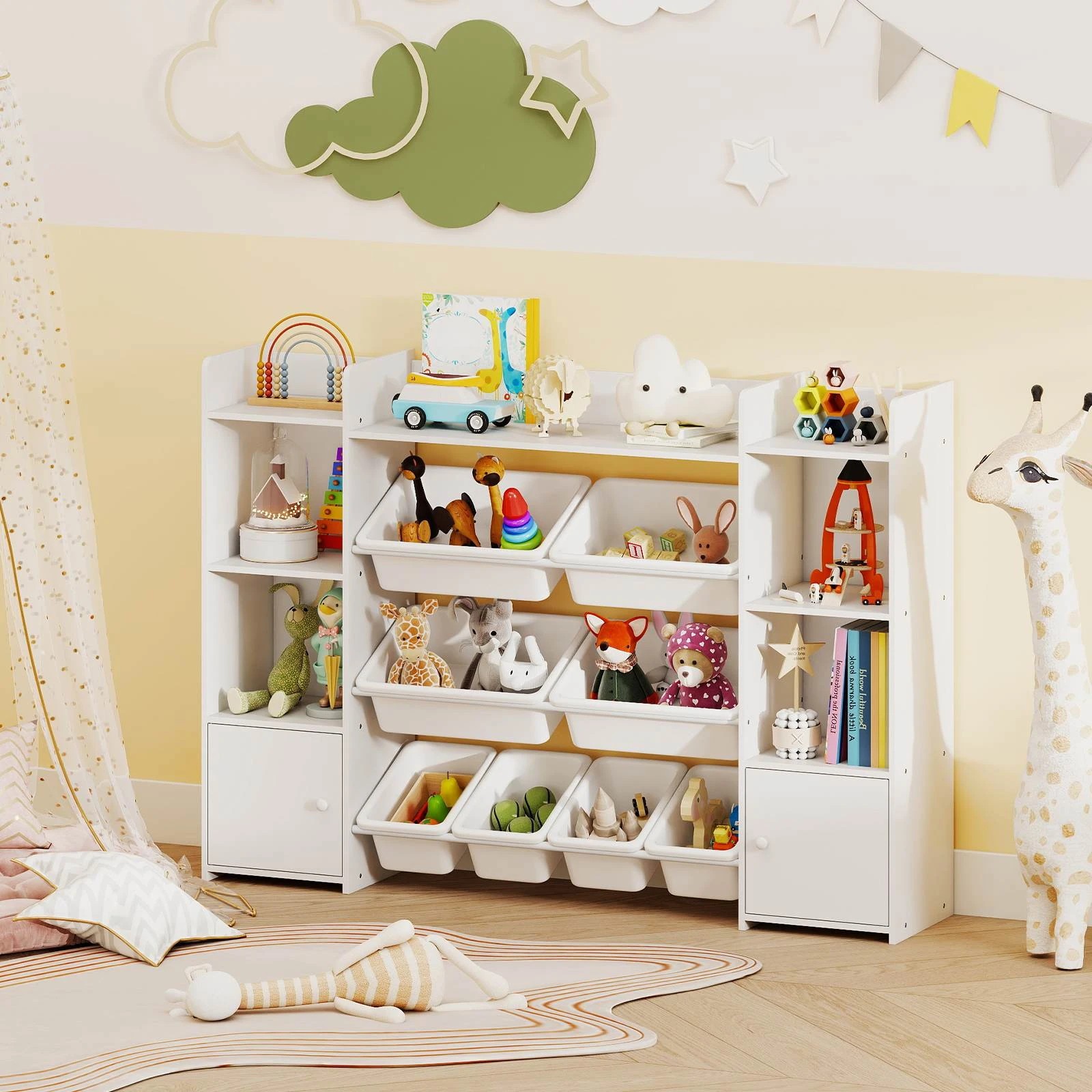 2 Costway Toy Storage Organiser Bookcase Display Shelf, 2 of 4