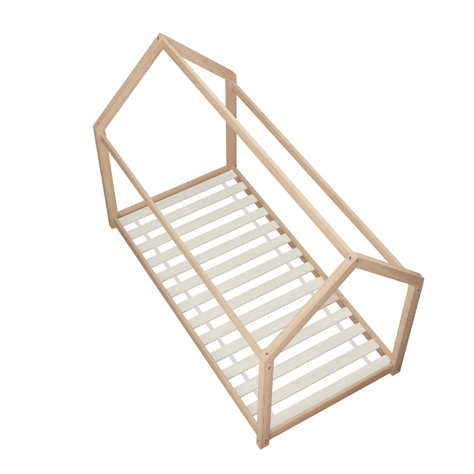 6 Oikiture Kids Wooden Bed Frame Single Montessori Pine Timber House Platform Base
 - Natural, 6 of 10