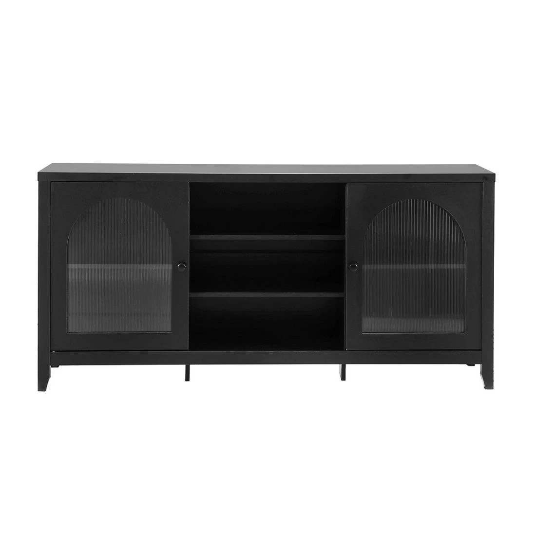 4 Artiss Buffet Sideboard Shelves Double Doors - Black, 4 of 6