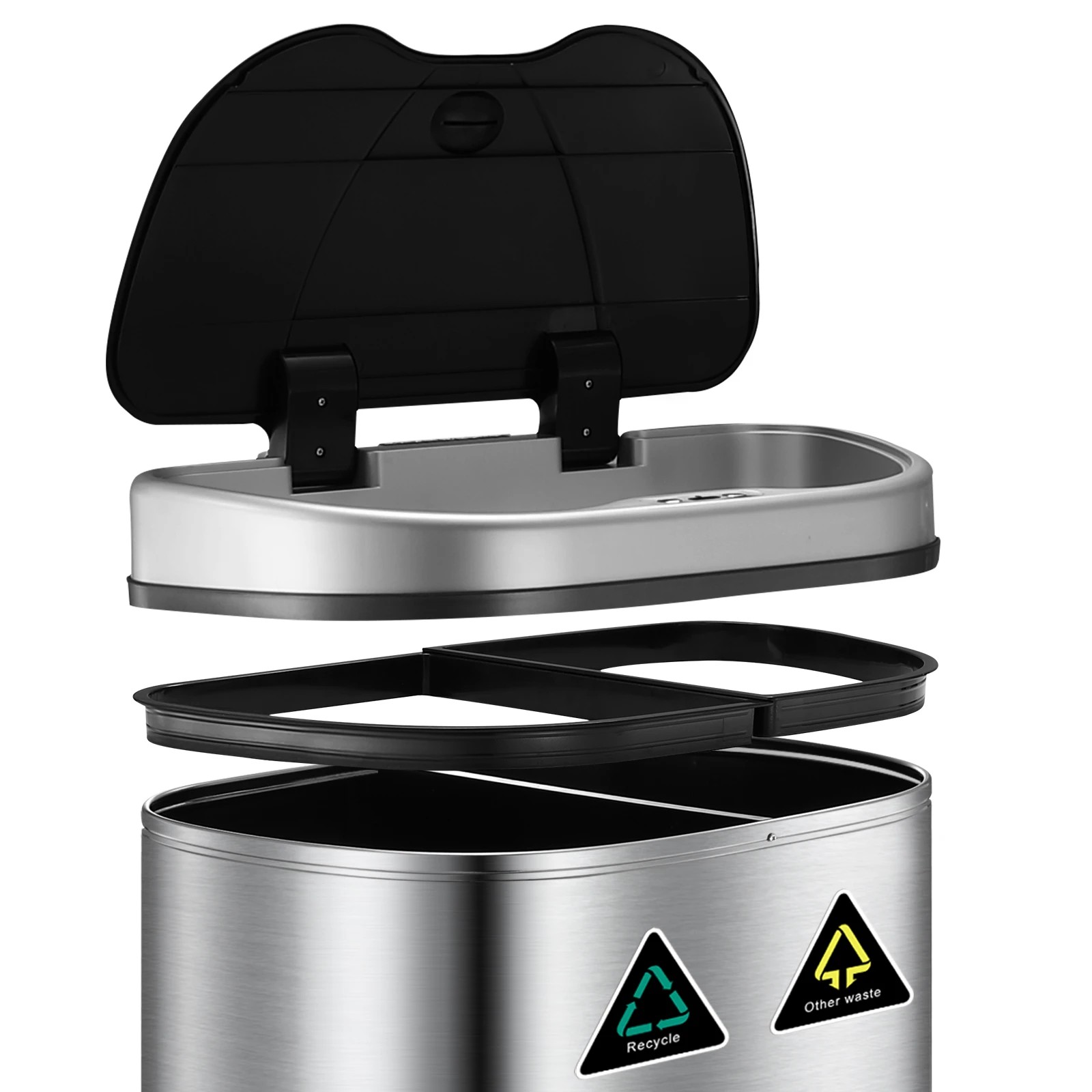 3 Maxkon 70L Sensor Rubbish Bin Dustbin Recycling Waste Garbage Motion Dual Kitchen Trash Can Auto Household Stepbin, 3 of 4