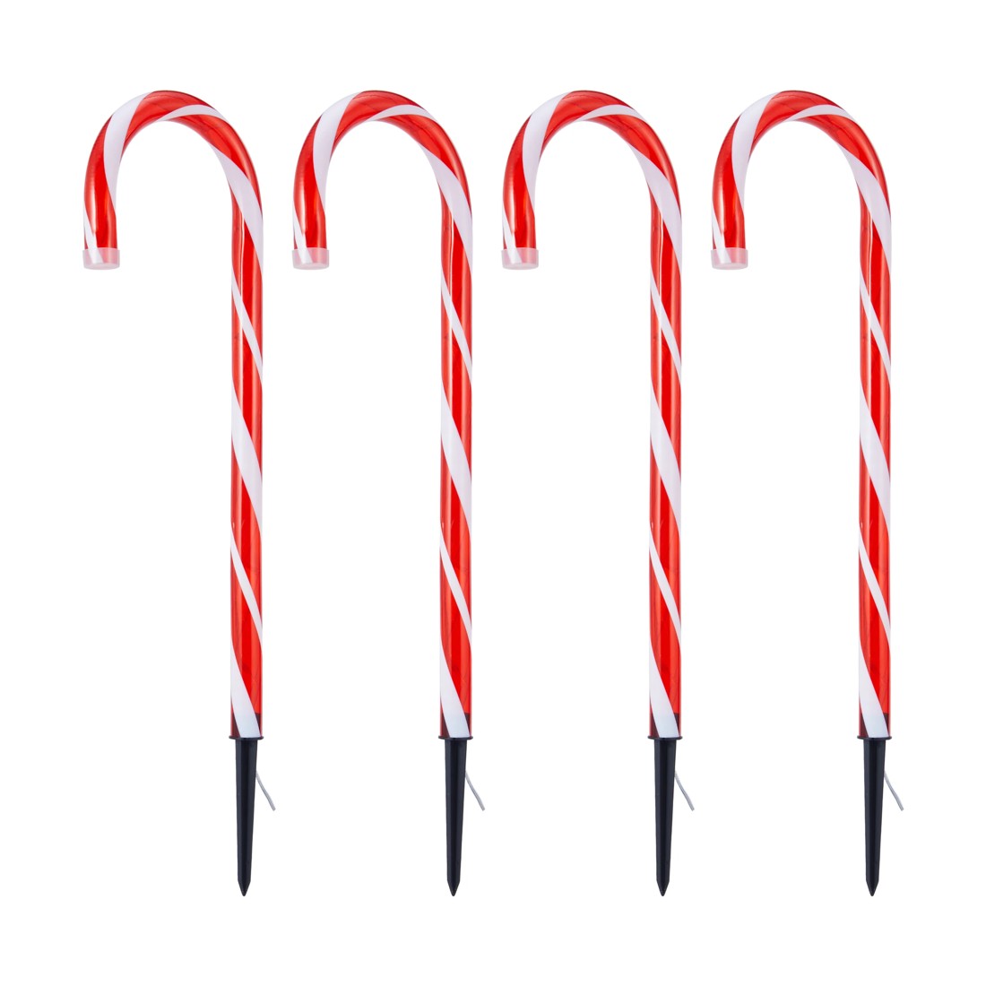 3 4 Pack Solar Powered LED Light Up Candy Cane Stakes, 3 of 9