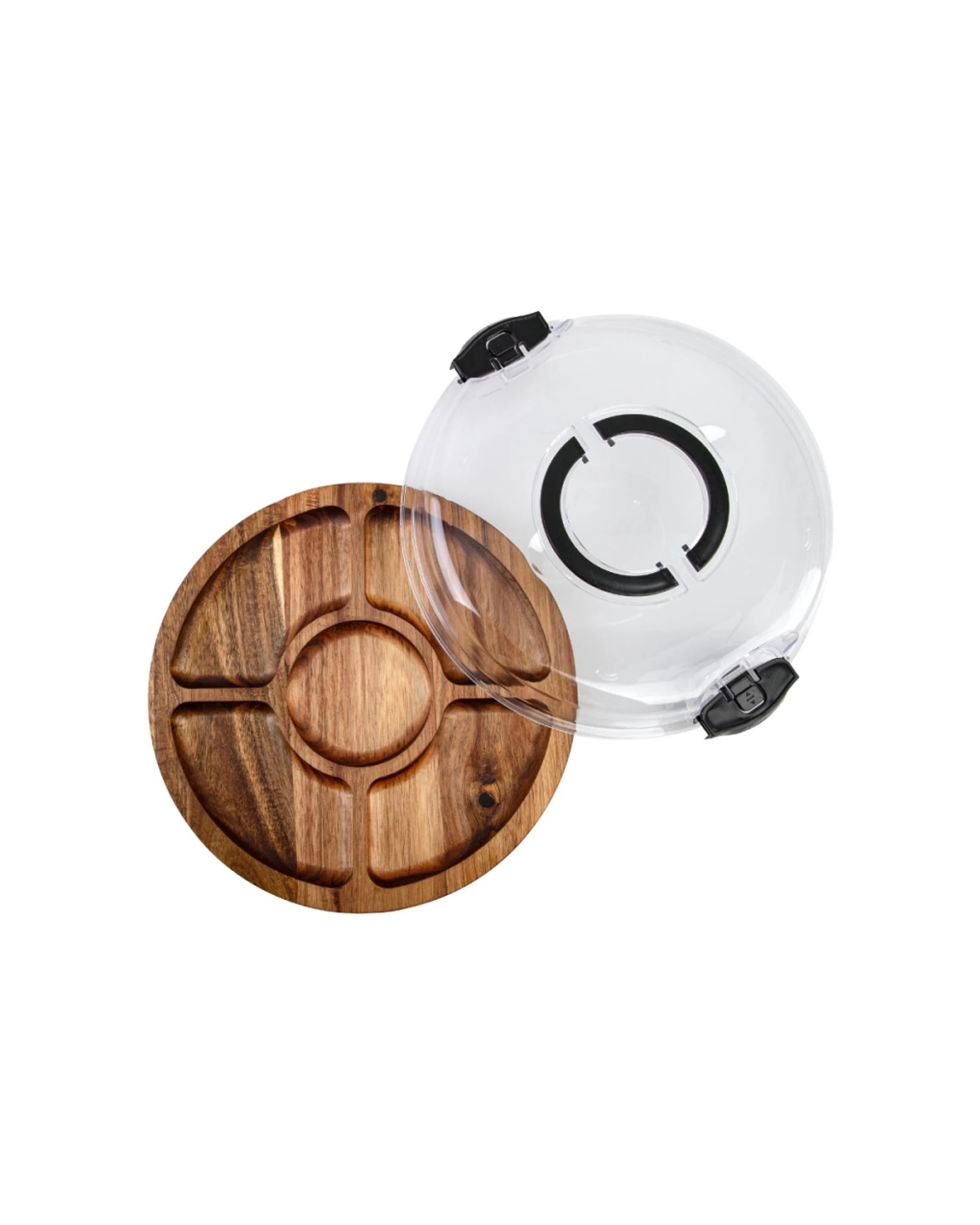 5 Alfresco Lane Acacia Wood 5 Compartment Round Grazing Platter - Natural, 5 of 7
