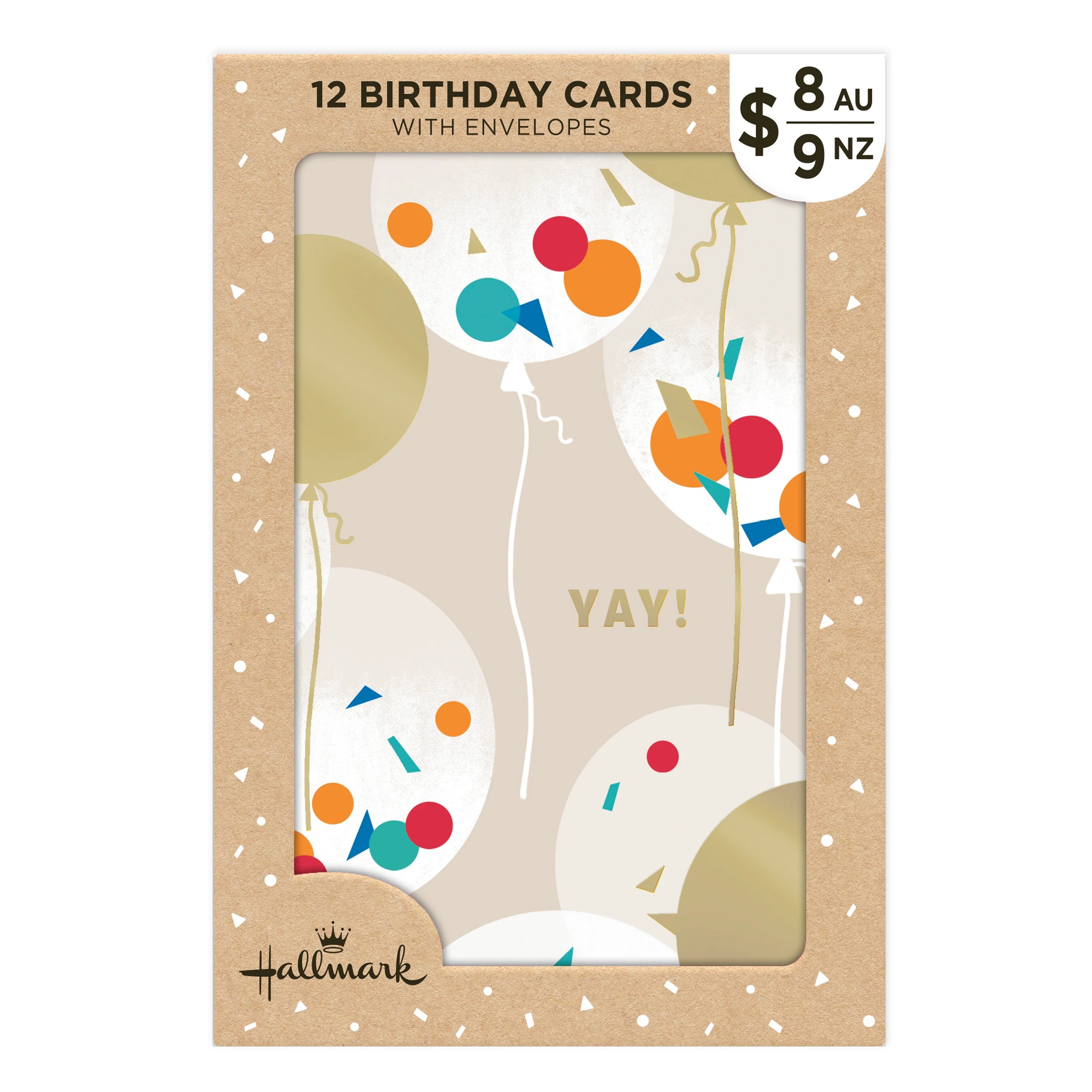 1 12 Pack Hallmark Birthday Cards - Candle, Party Hat, Balloon and Happy, 1 of 6