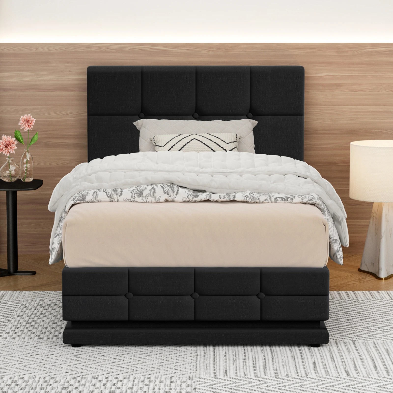 3 Alfordson Bed Frame King Single Platform RGB LED Gas Lift Base Storage - Charcoal, 3 of 10