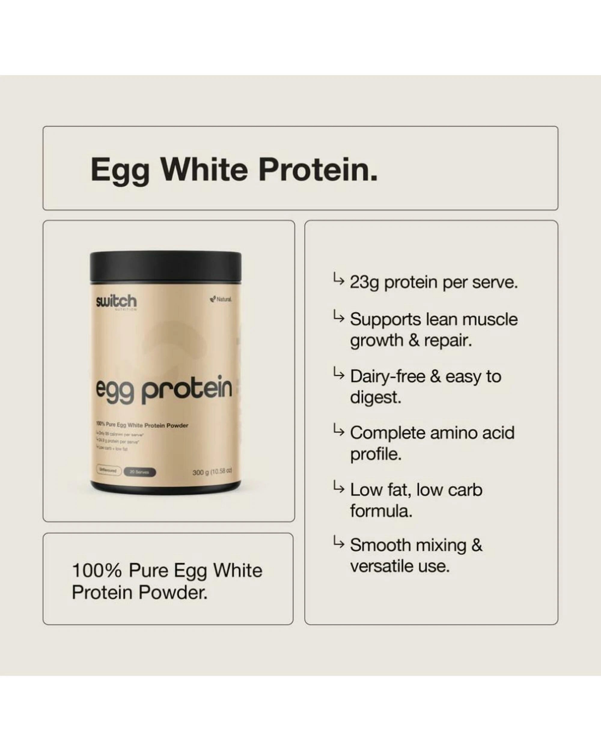 2 Switch Nutrition Egg White Protein Powder Unflavoured 300g, 2 of 3