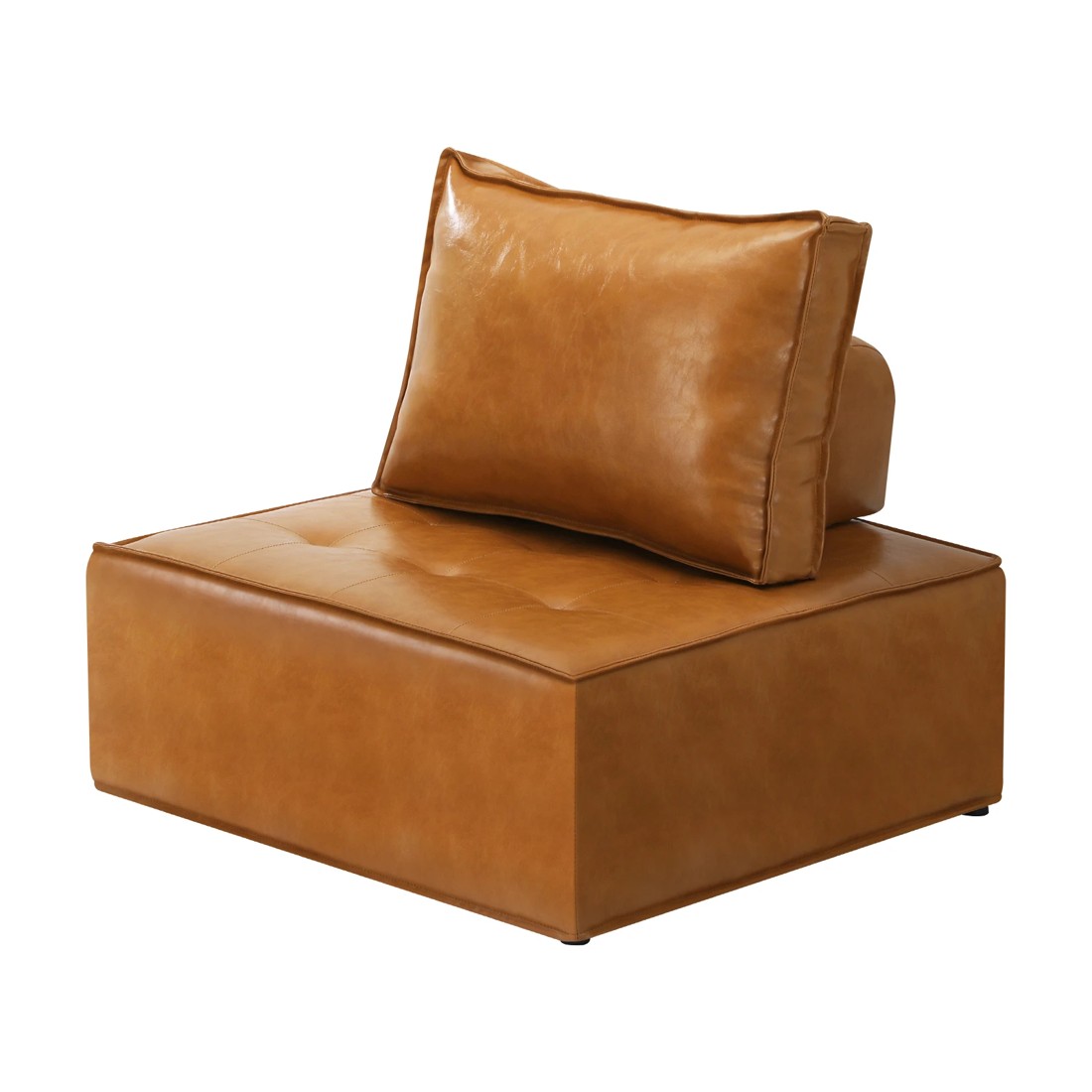1 Oikiture 1pc Modular Sofa Lounge Chair Armless Tofu Back Pu Leather
 - Brown, 1 of 10