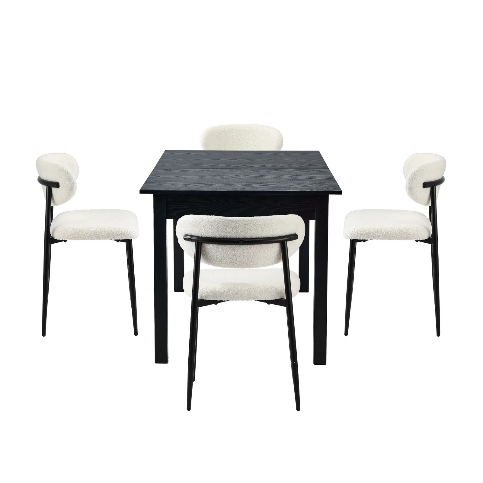 9 Oikiture 5pc Extenable Dining Table and Chairs Wooden Dining Set Boucle - Black, 9 of 9