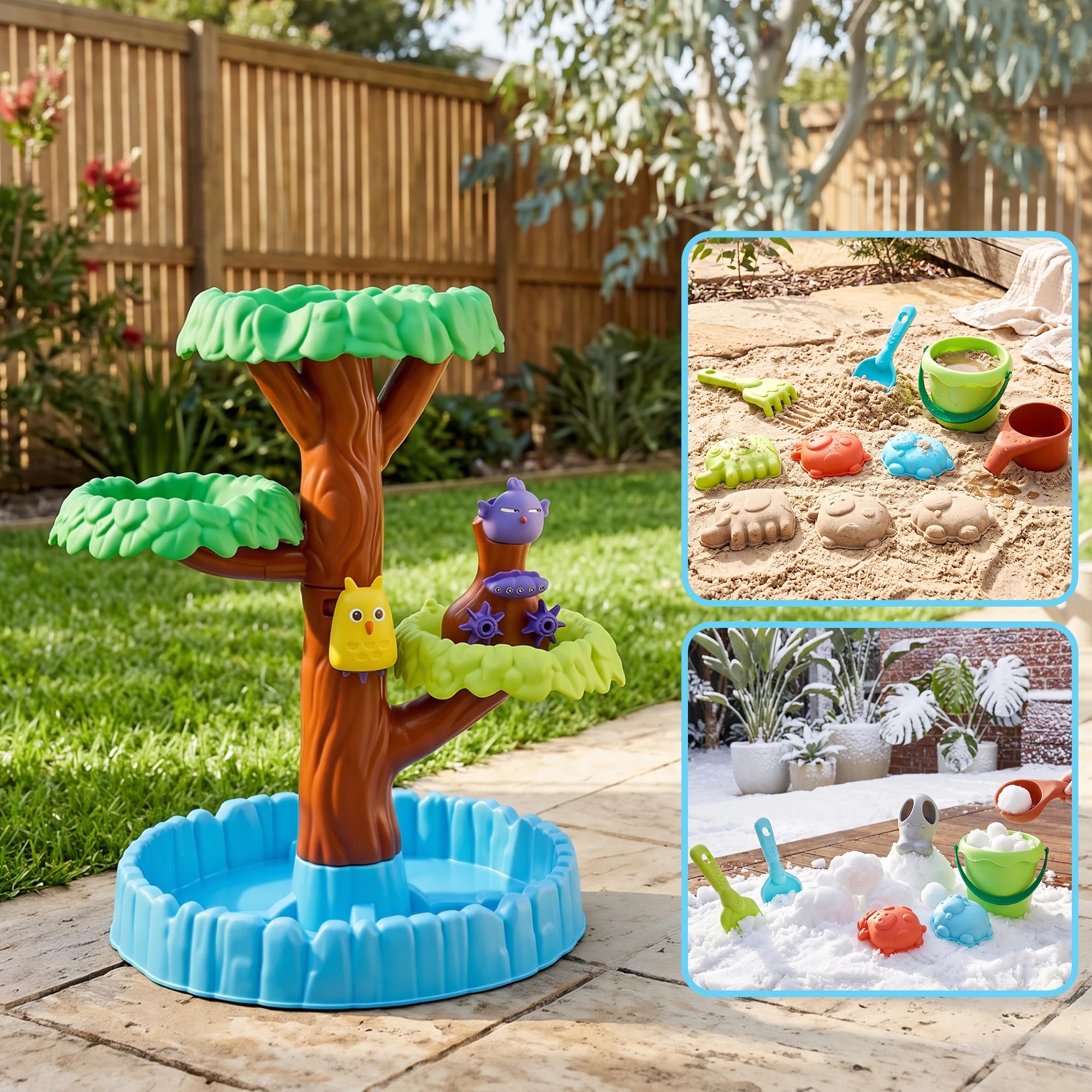 6 Keezi Tree Water Table Kids Sandpit Toys Set with Waterfall Water Wheel Molds for Sand Snow Play 52cmx62cm - Multi, 6 of 8
