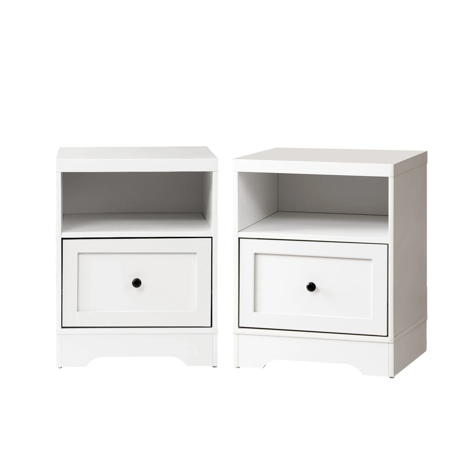 1 Oikiture 2PCS Bedside Tables Nightstand Hamptons Furniture - White, 1 of 8