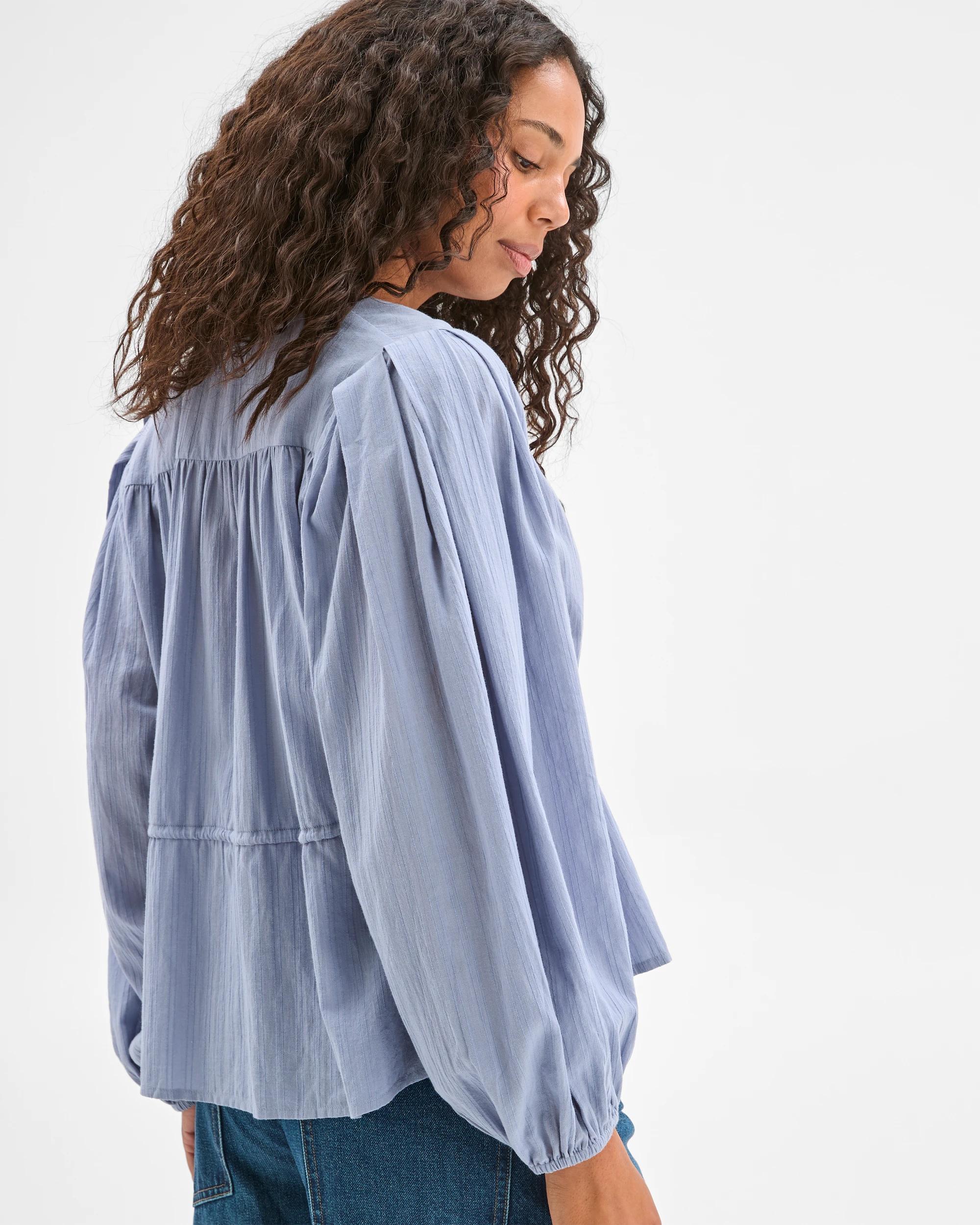 5 Target Woman Short Sleeve Tie Waist Blouse BLUEBELL, 5 of 6