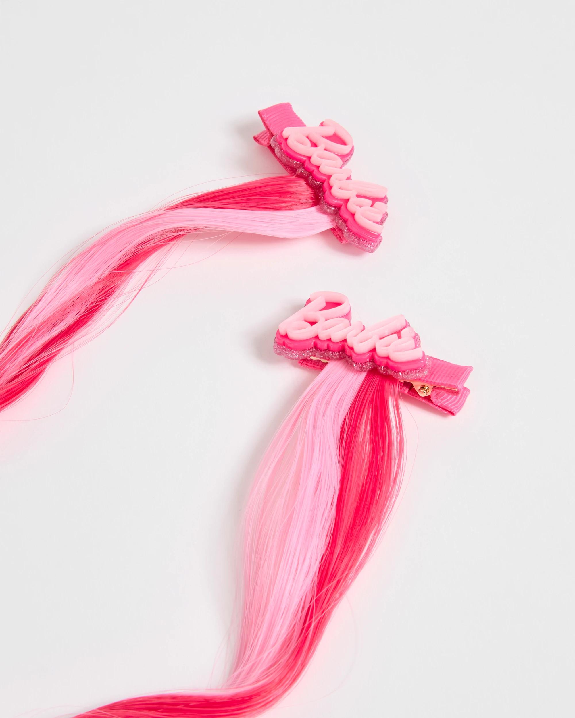 2 Barbie 2 Pack Faux Hair Clips PINK, 2 of 3