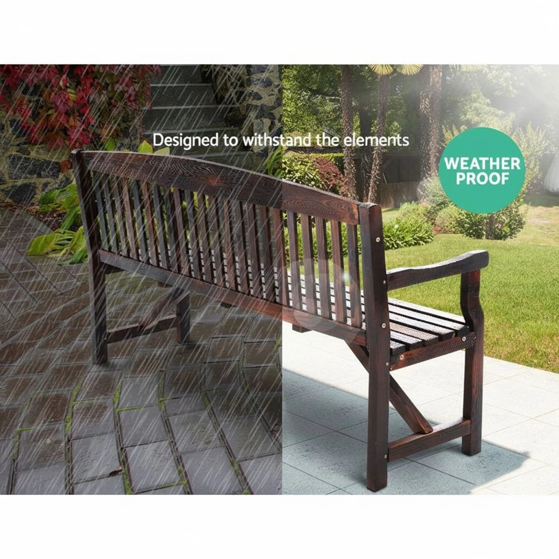 6 Gardeon 5FT Outdoor Garden Bench Wooden 3 Seat Chair Patio Furniture - Charcoal, 6 of 6