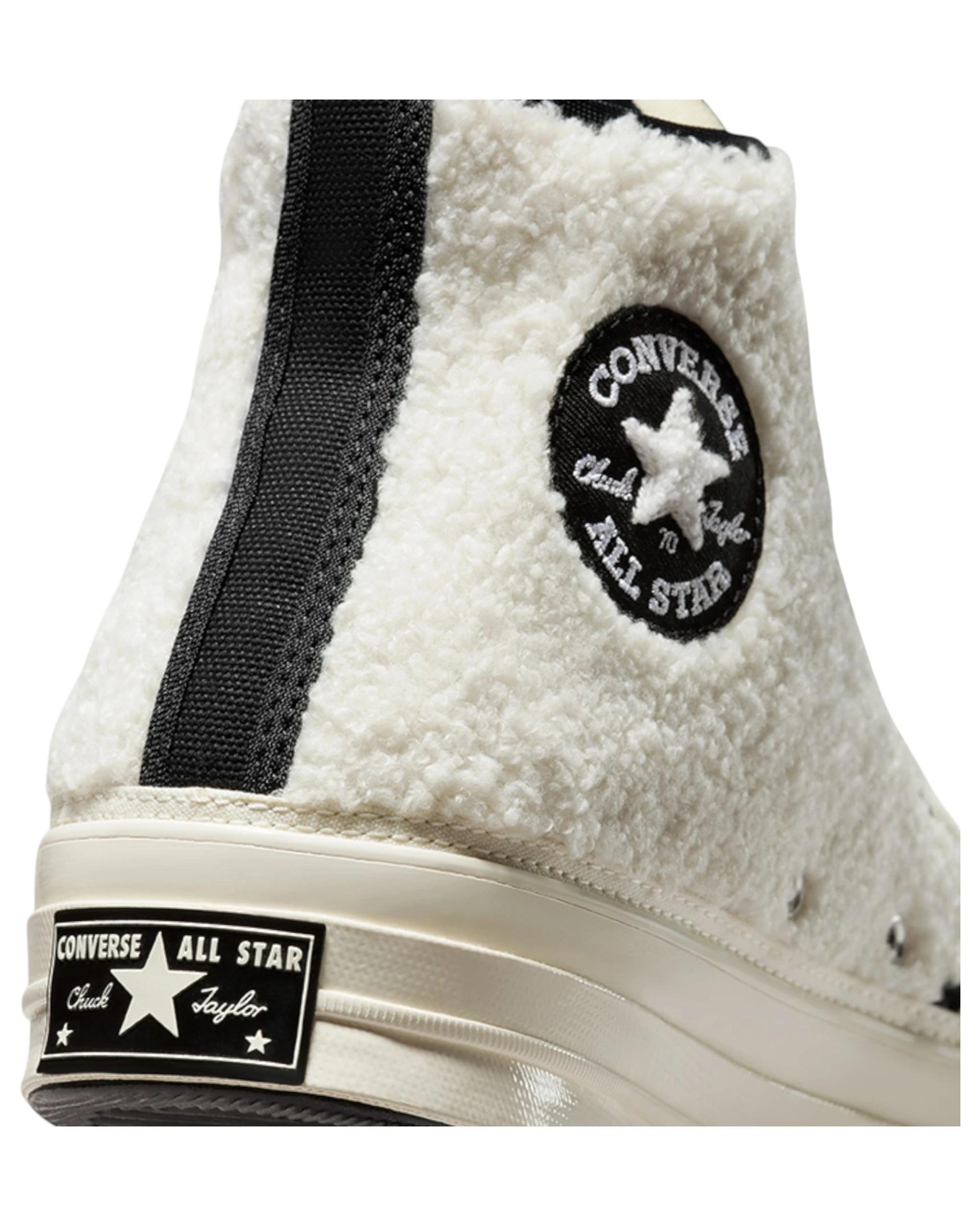 6 Converse Unisex Chuck 70 Cozy Utility Sherpa High Top Shoe EGRET/BLACK/EGRET, 6 of 8
