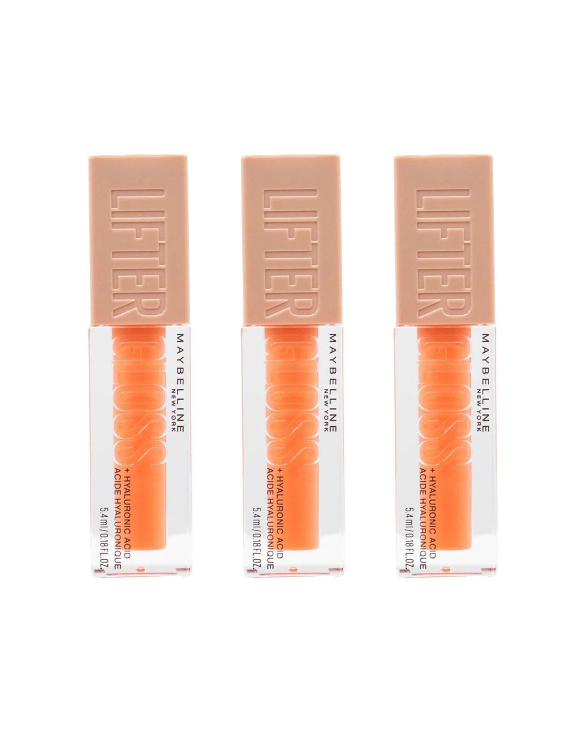 1 Maybelline LifterGloss Hydrating Lip Gloss 3PK 5.4ml Glossy Finish Peach Ring 22 - Pink, 1 of 3