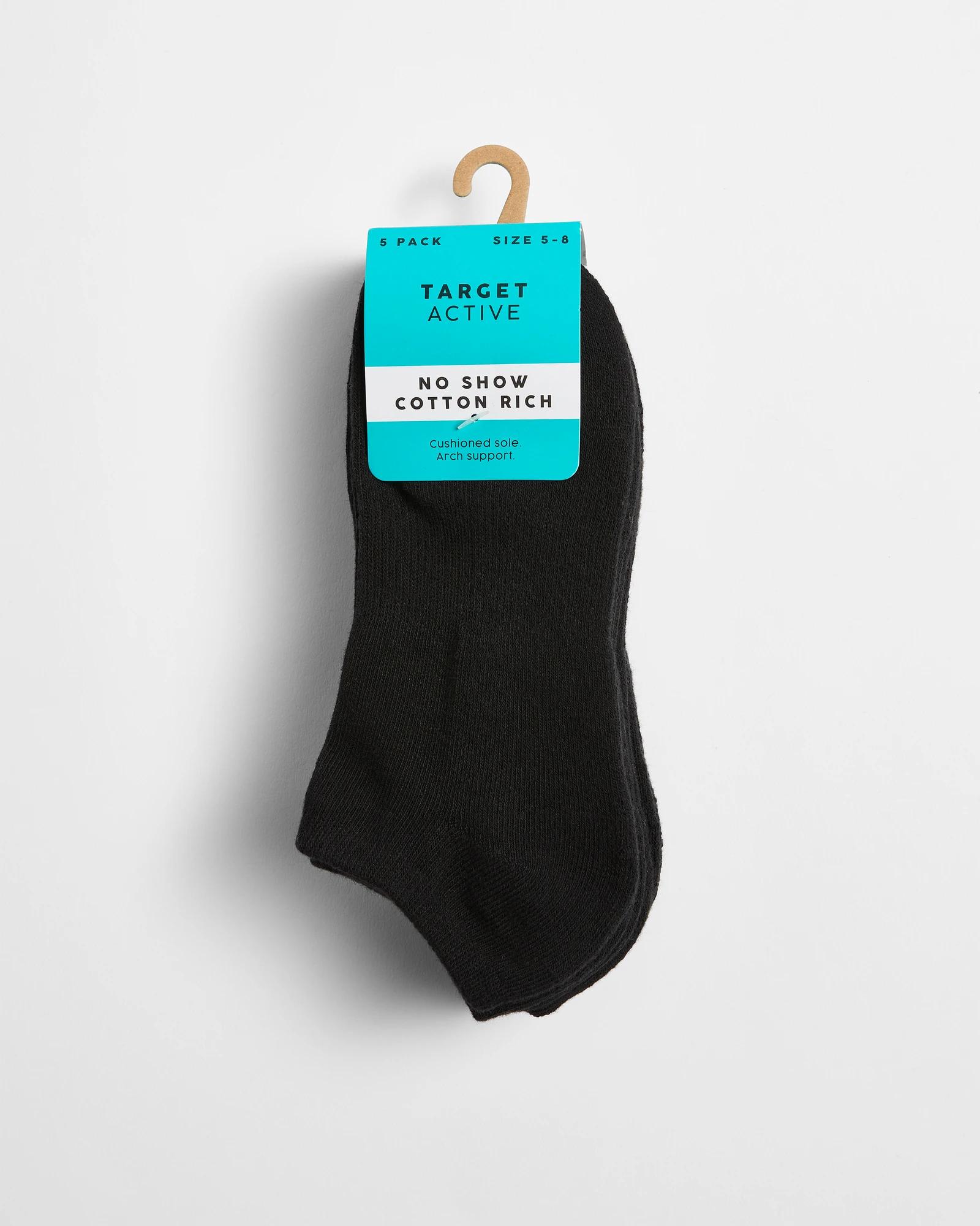 3 Target Active 5 Pack No Show Sports Socks BLACK, 3 of 3