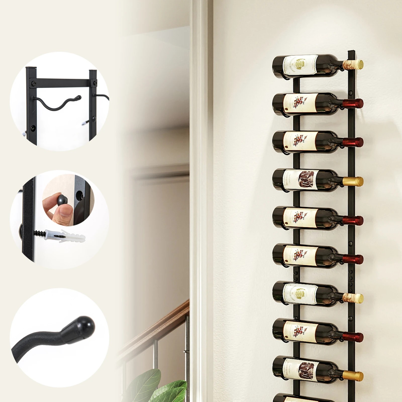 3 Costway 12 Bottles Wine Rack Wall Mounted Display Rack, 3 of 6