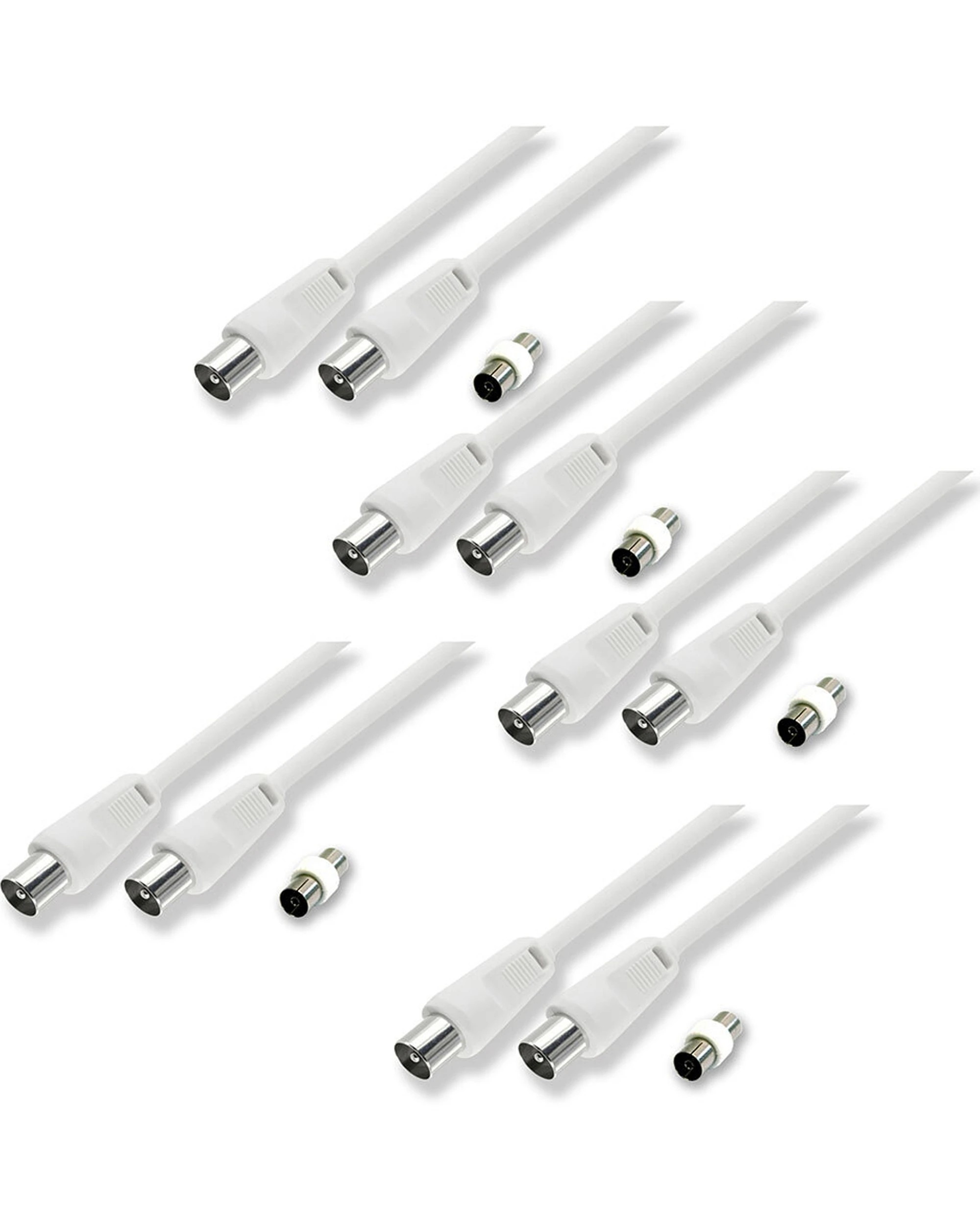 1 5x Sansai 1.5m M to Male Antenna Flylead TV Coaxial Cable with Female Adapptor - White, 1 of 2