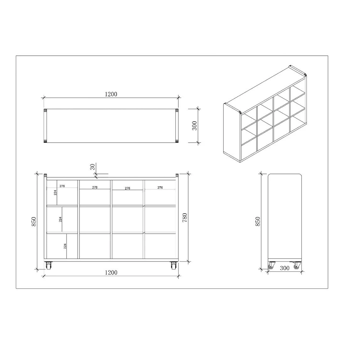 4 Young Kids Educational 12 Cube Mobile Storage Unit White, 4 of 4