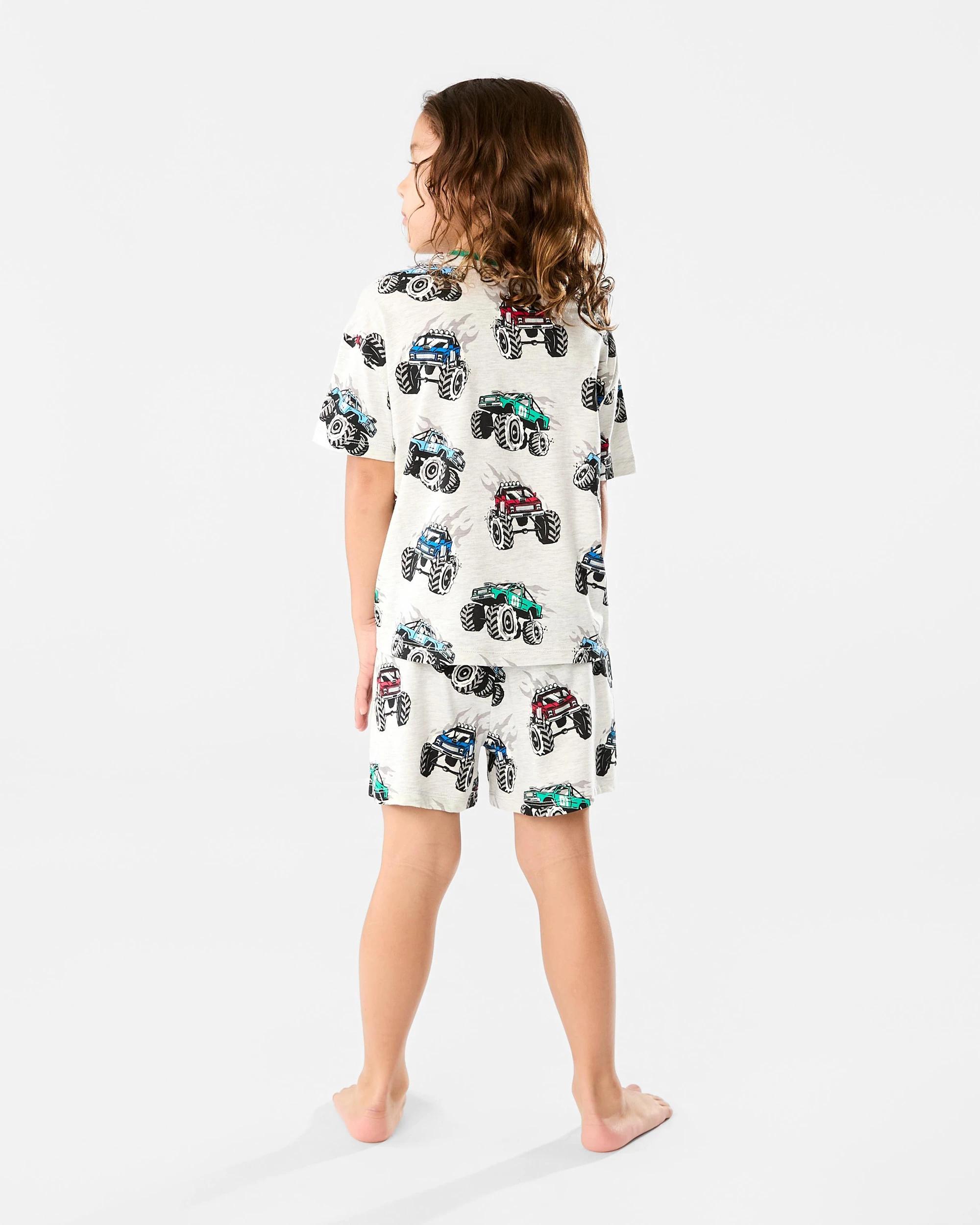 2 Short Sleeve Jersey Pyjama Set Gry Truck, 2 of 8