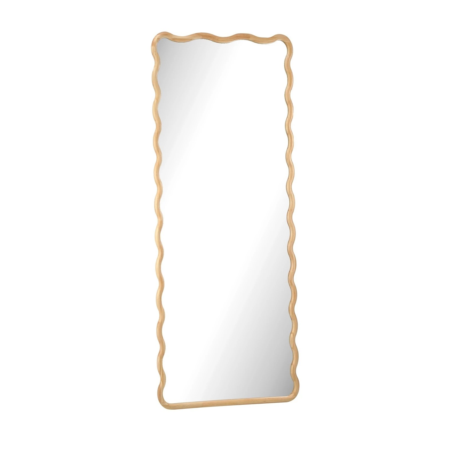 1 Oikiture Wooden Full Length Mirror 180x70cm Wavy Dressing Floor Mirrors
 - Natural, 1 of 9