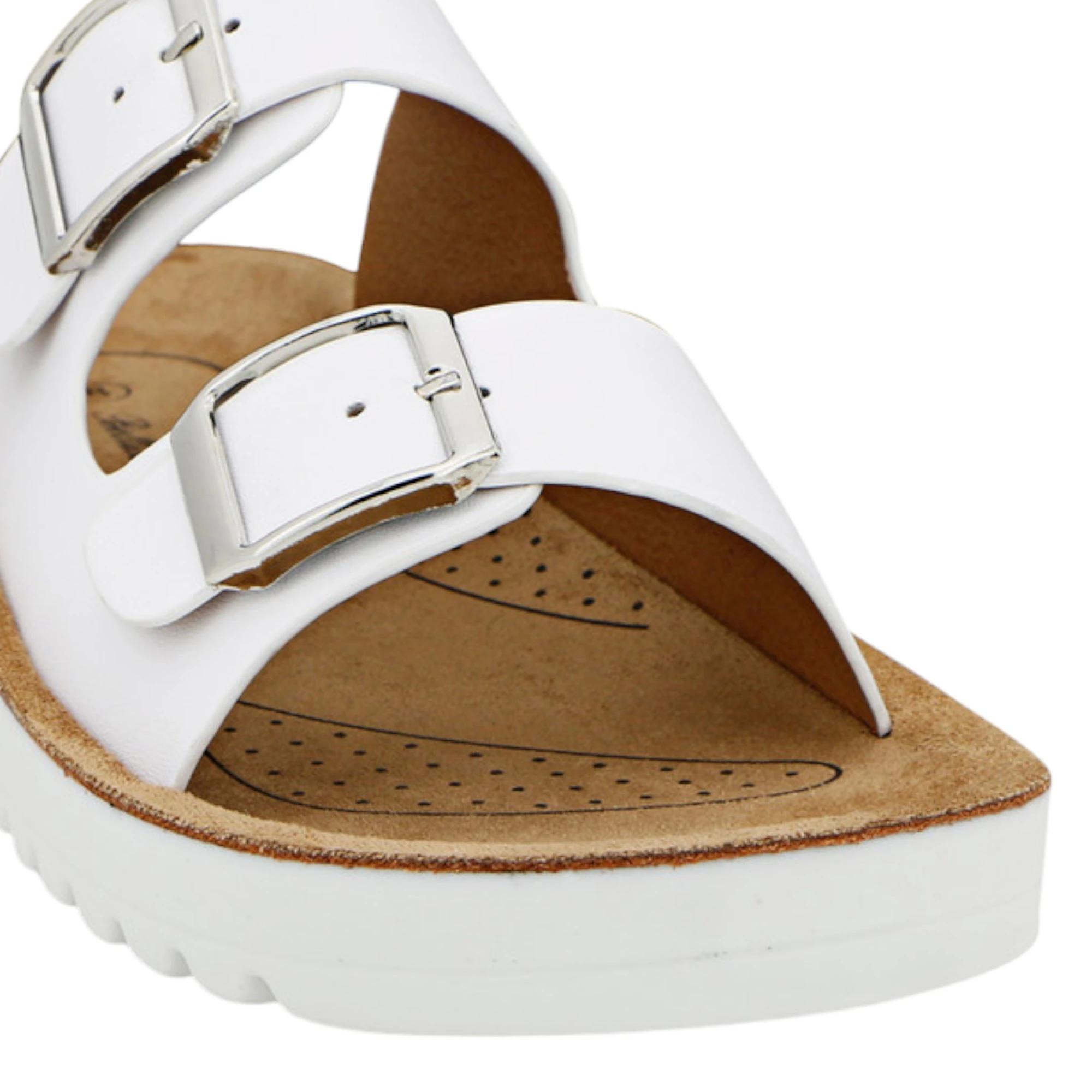 3 Bellissimo Womens Meg Slide Sandals WHITE, 3 of 3