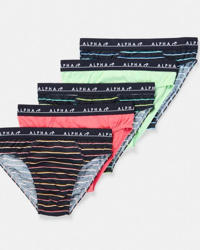 5 Pack Alpha Attached Elastic Hipster Br