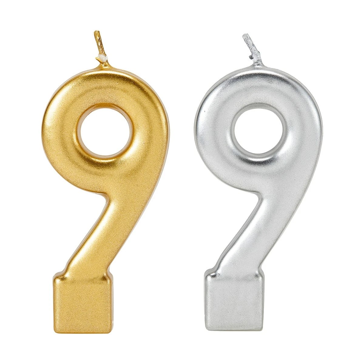 1 Metallic Candle Number 9 - Assorted, 1 of 6