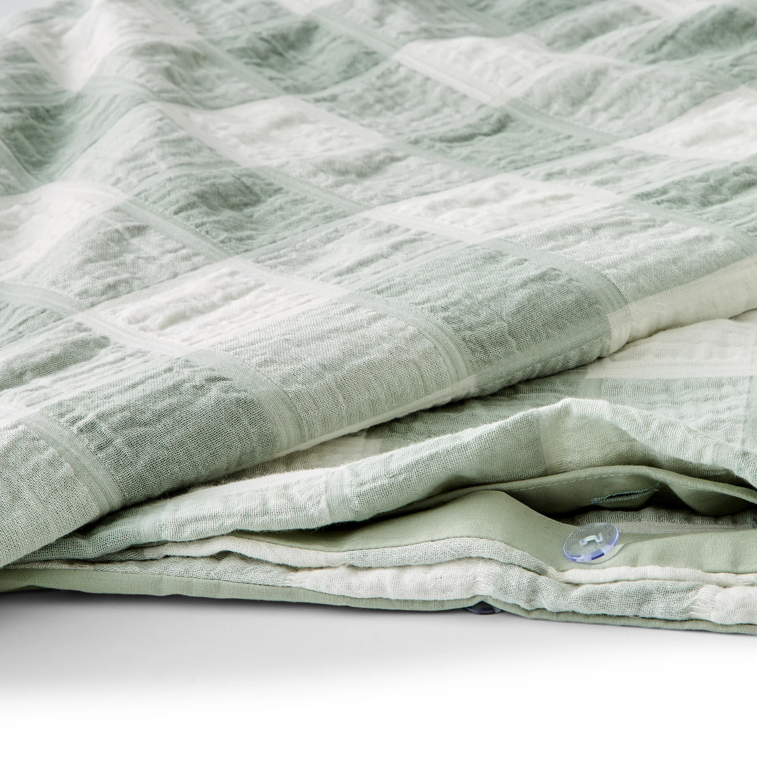 5 Check Seersucker Quilt Cover Set - King Bed, Sage, 5 of 7