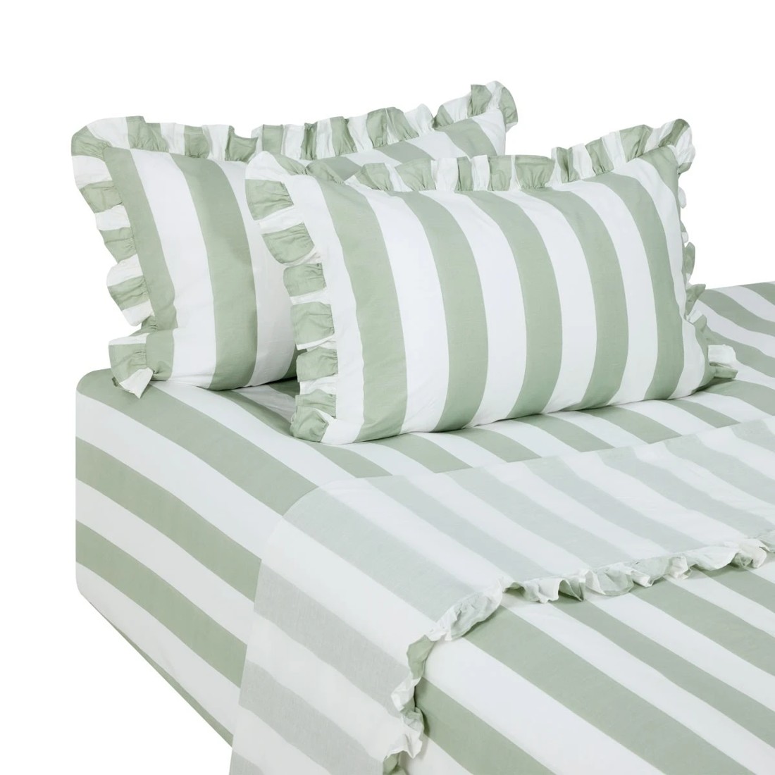 5 250 Thread Count Cotton Ruffle Sheet Set - King Bed, Sage, 5 of 7