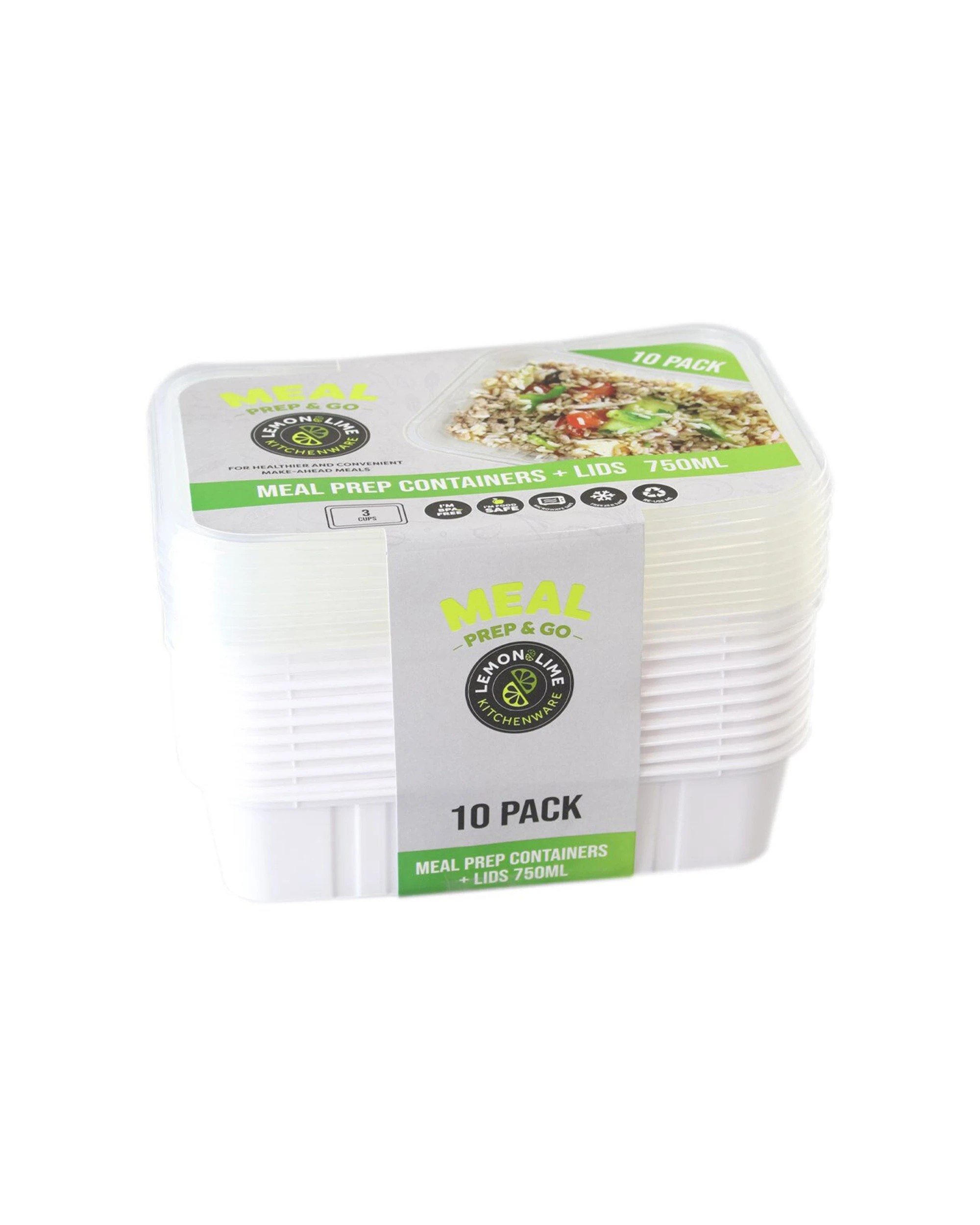 1 10pc Lemon & Lime 750ml Meal Prep Reusable Containers/food Storage - Assorted, 1 of 3