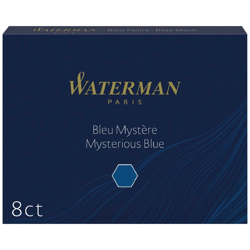 1 Waterman Fountain Pen Ink Cartridges Mysterious Blue 8 Pack, 1 of 2