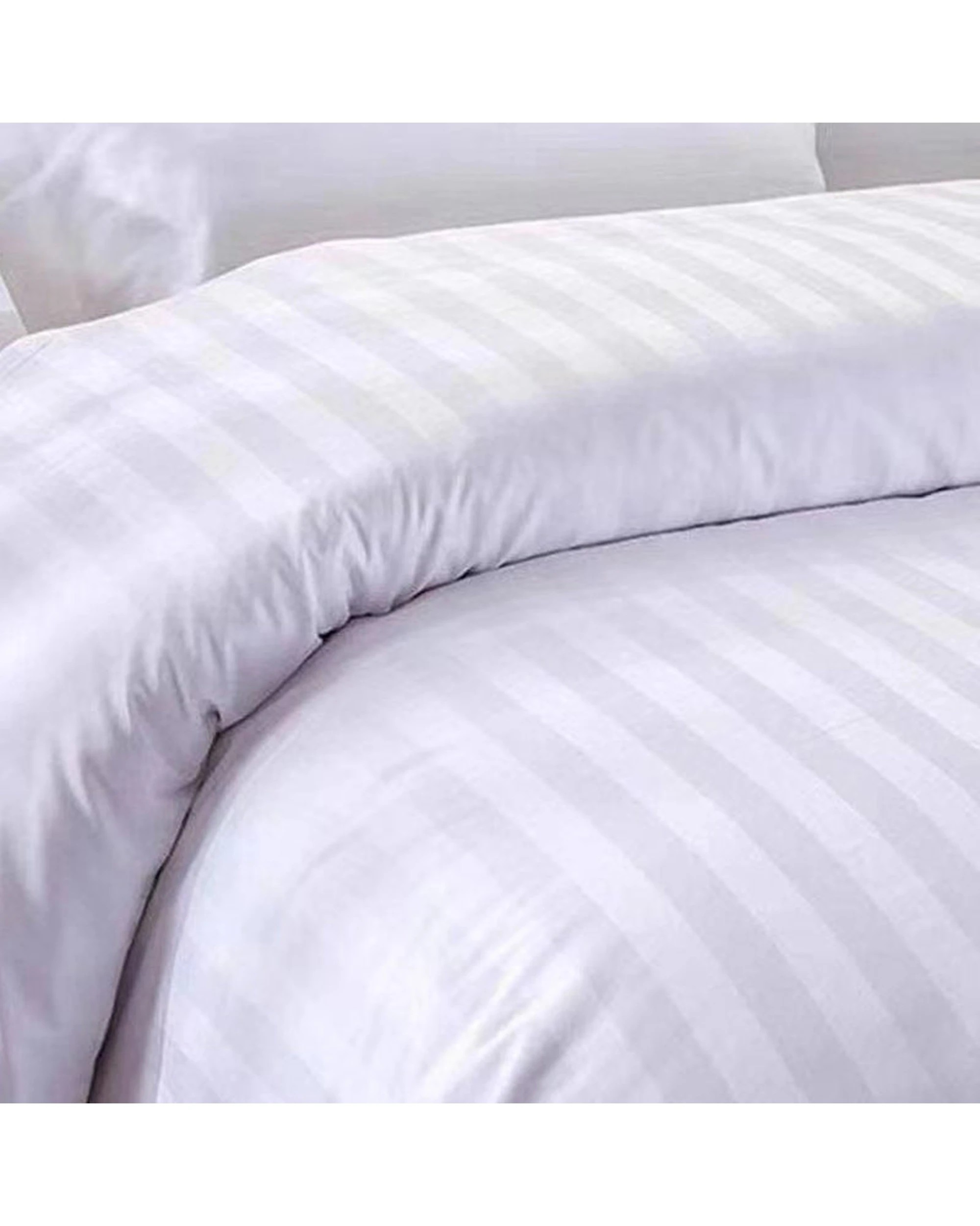 2 Cotton More 500TC Cotton 3cm Sateen Striped Quilt Cover Set Single - White, 2 of 6