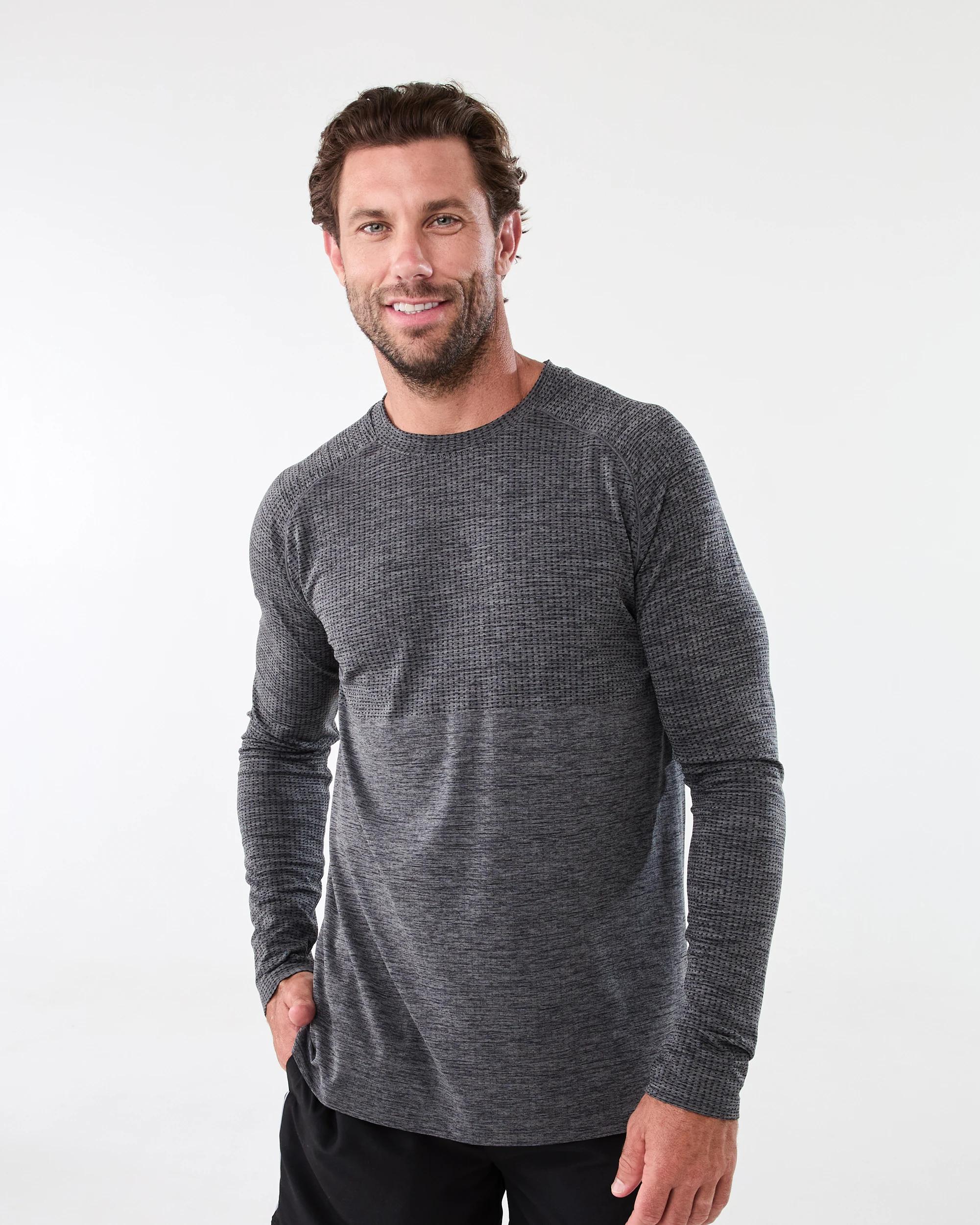 1 Active Mens Movement Long Sleeve T-shirt Blk Marle, 1 of 5