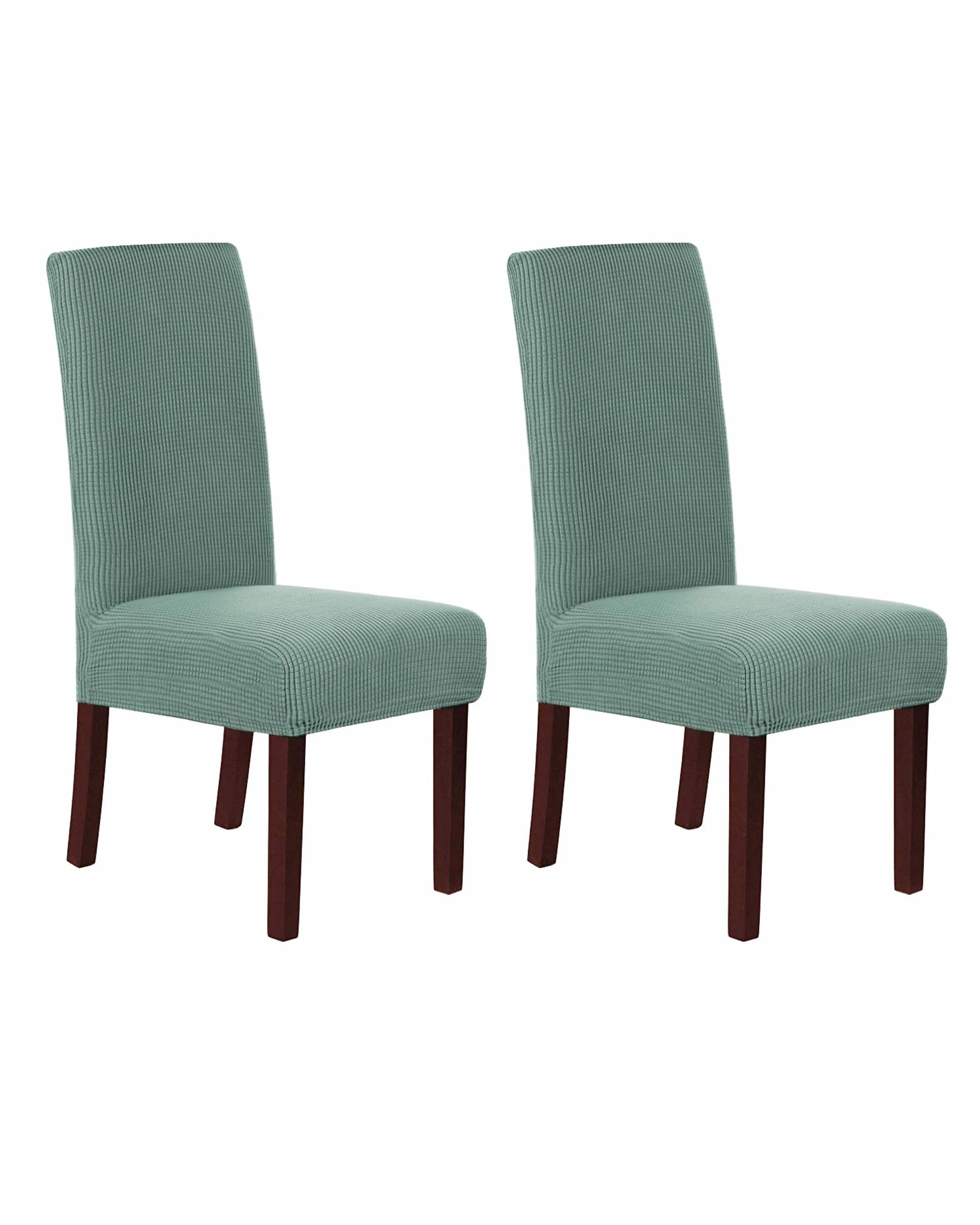 1 Smarcute Jacquard Stretch Removable Dining Chair Cover Set of 2 - Green, 1 of 5