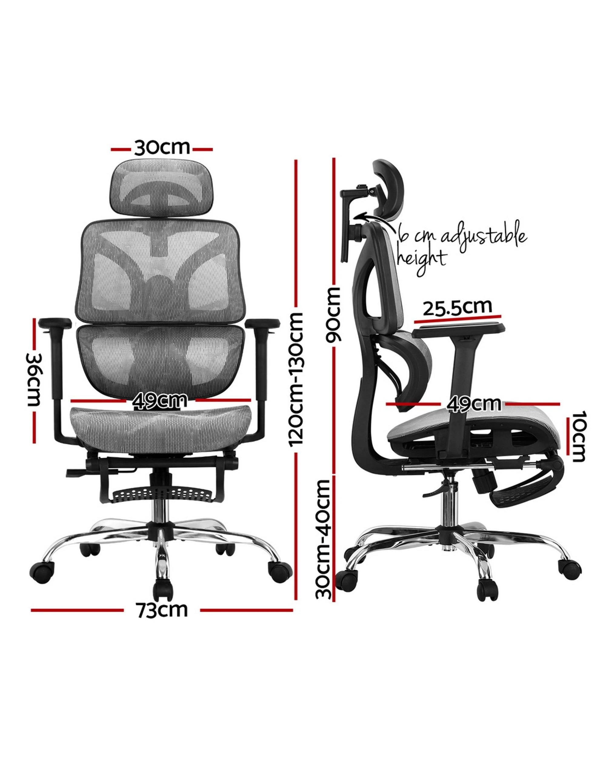 2 Artiss Ergonomic Office Chair Footrest - Grey, 2 of 6