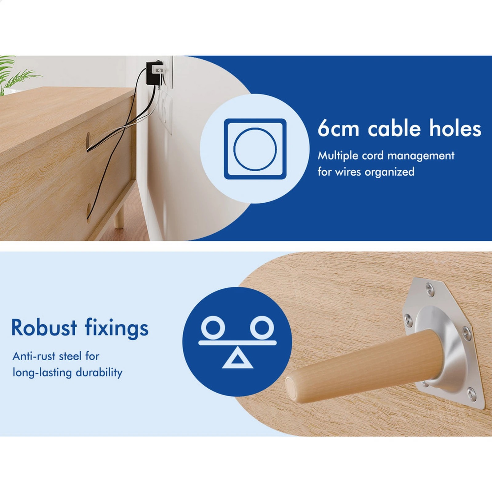 5 Alfordson Entertainment Unit 120cm TV Cabinet Stand Storage Drawer - Oak, 5 of 8