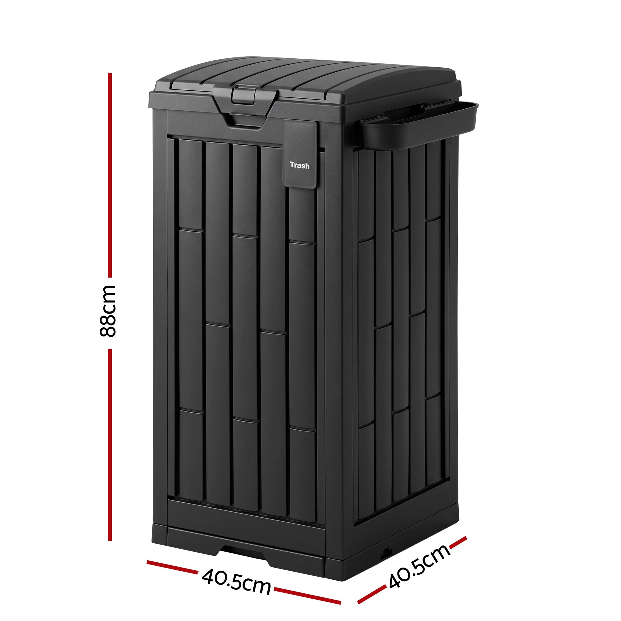 3 Gardeon Outdoor Trash Cans Polypropylene Patio Hideaway Bin 110L Black - Black, 3 of 8