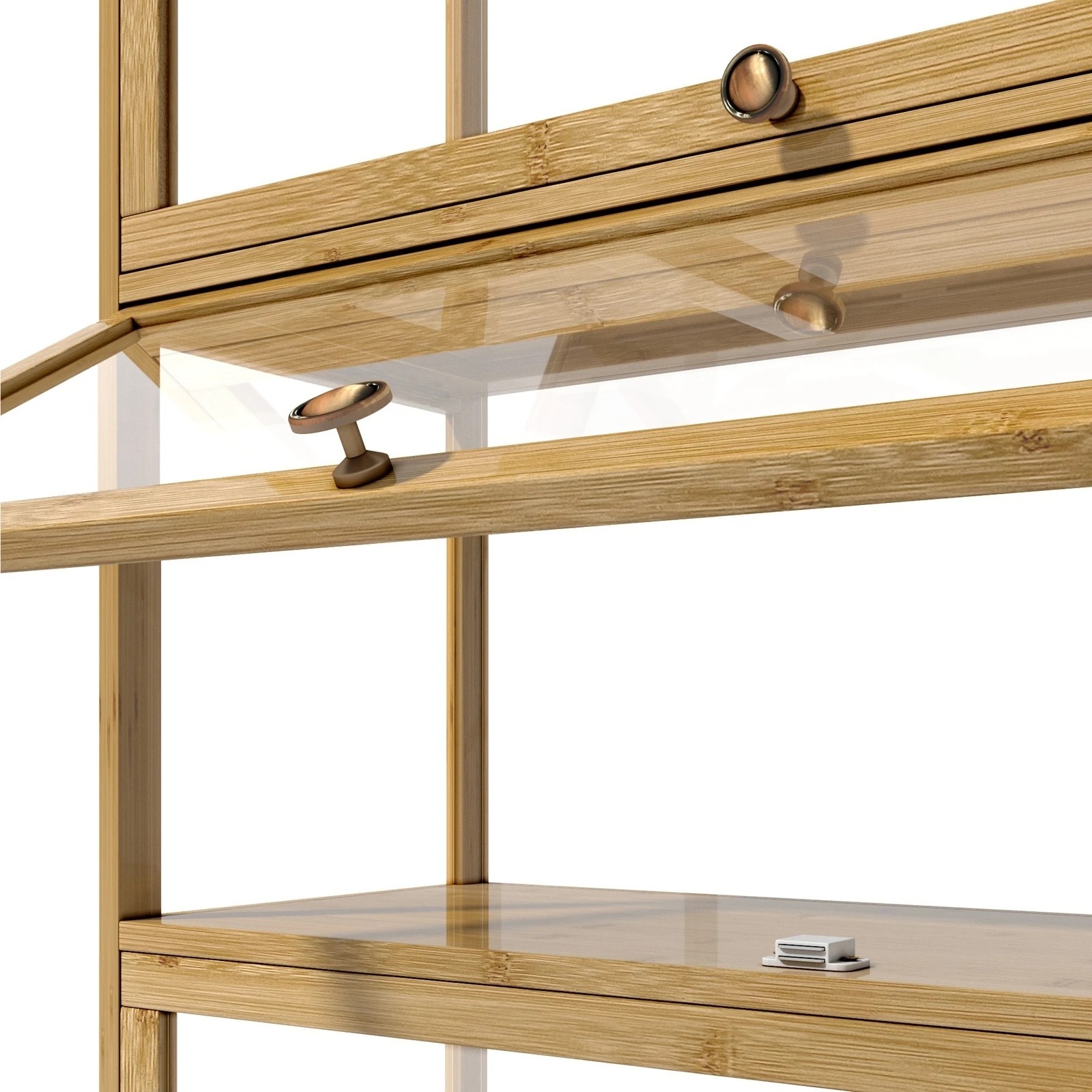 7 Oikiture Display Cabinet Storage 3-tier Shelves Clear Bookcase Stand Rack
 - Natural, 7 of 9