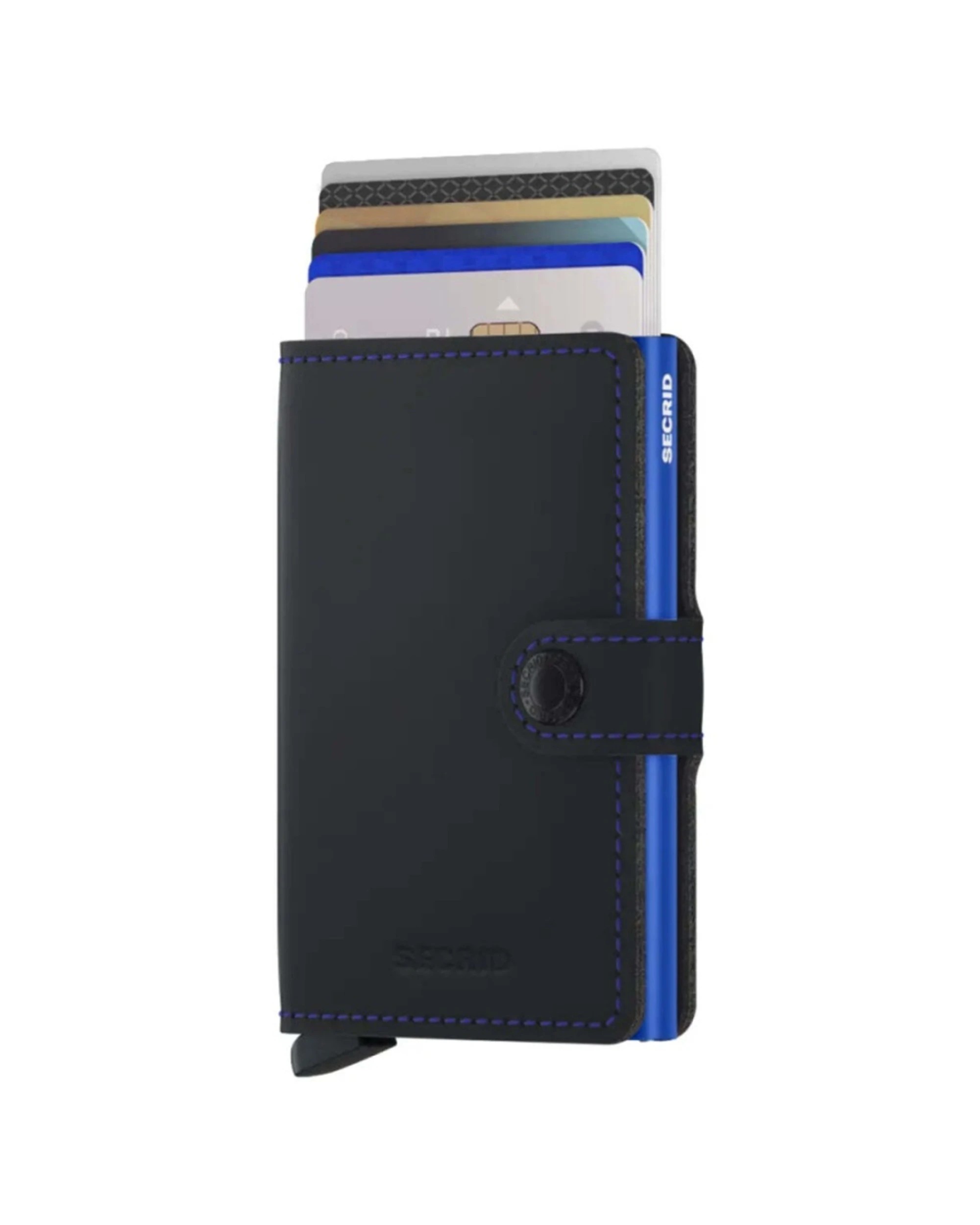 2 Secrid Miniwallet Compact RFID Aluminium Leather Card Wallet Secure Slim - Blue, 2 of 5
