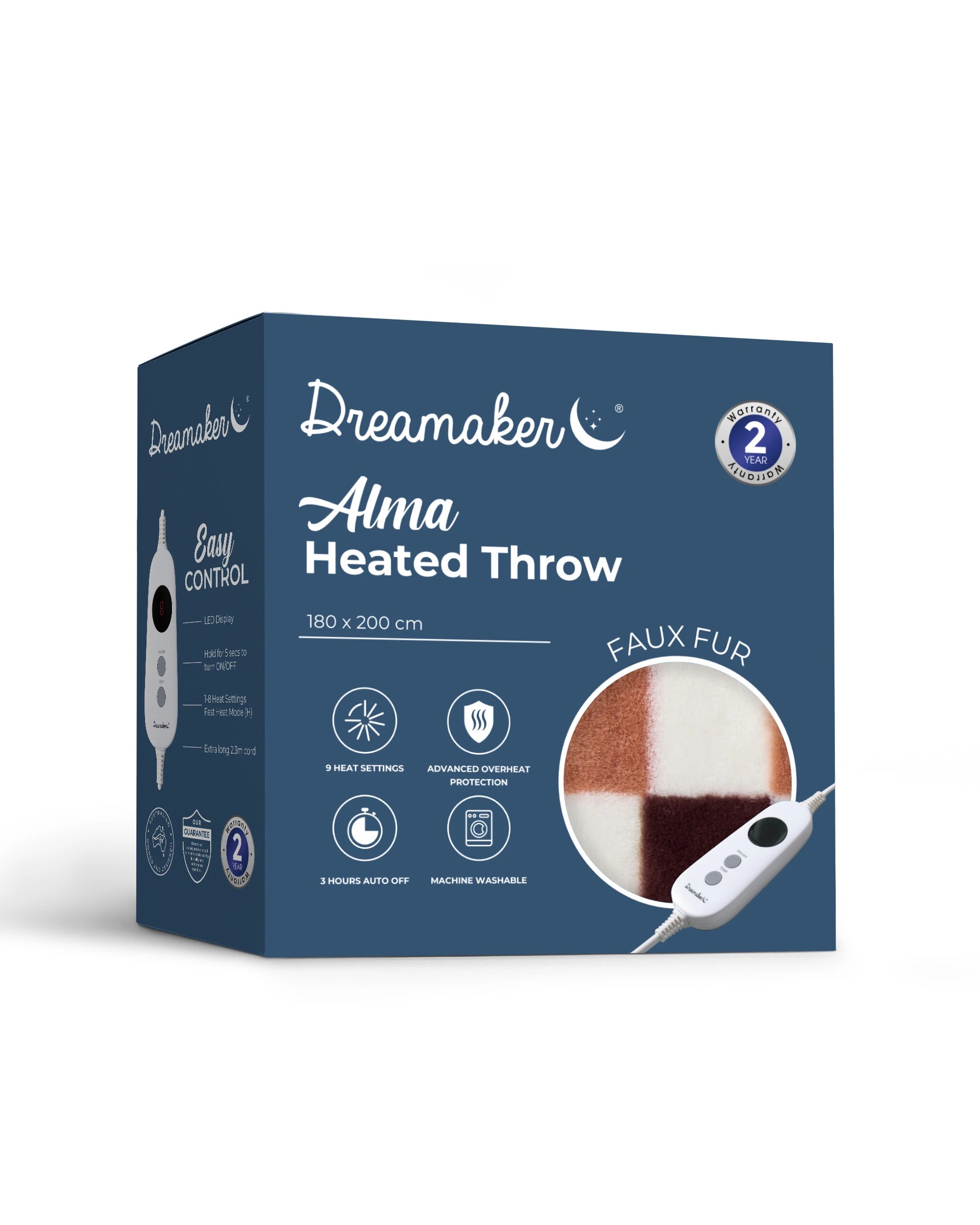 8 Dreamaker Alma Faux Fur Heated 180x200cm - Chocolate Mousse, 8 of 9