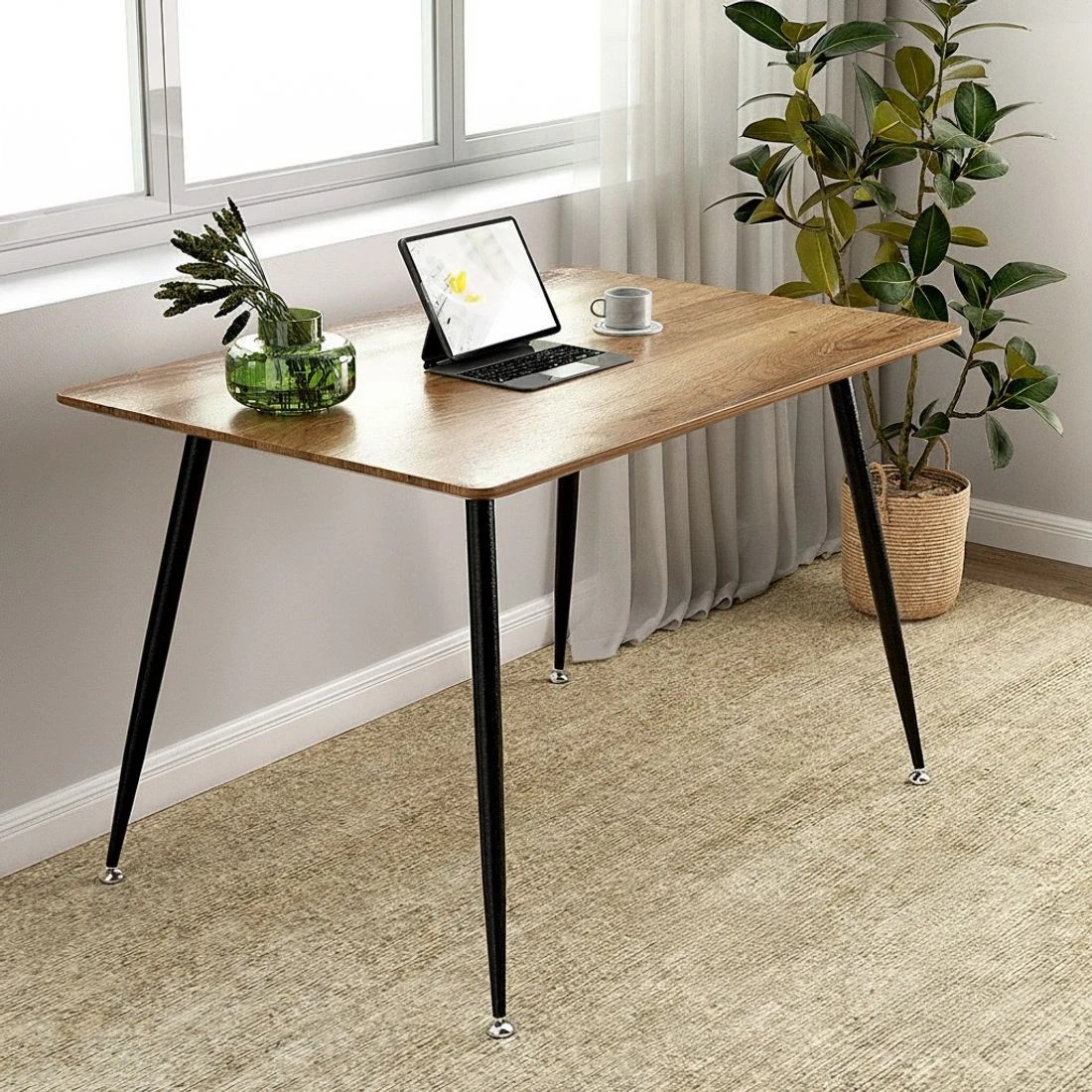 3 1 Artiss Dining Table and 4 Chairs Set Rectangle Metal - Multi, 3 of 5