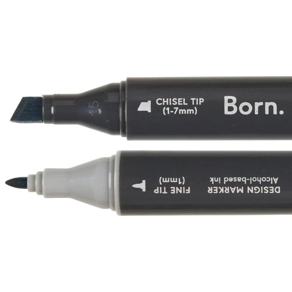 2 Born Professional Dual-Tip Artist Marker Green Grey GG030, 2 of 4