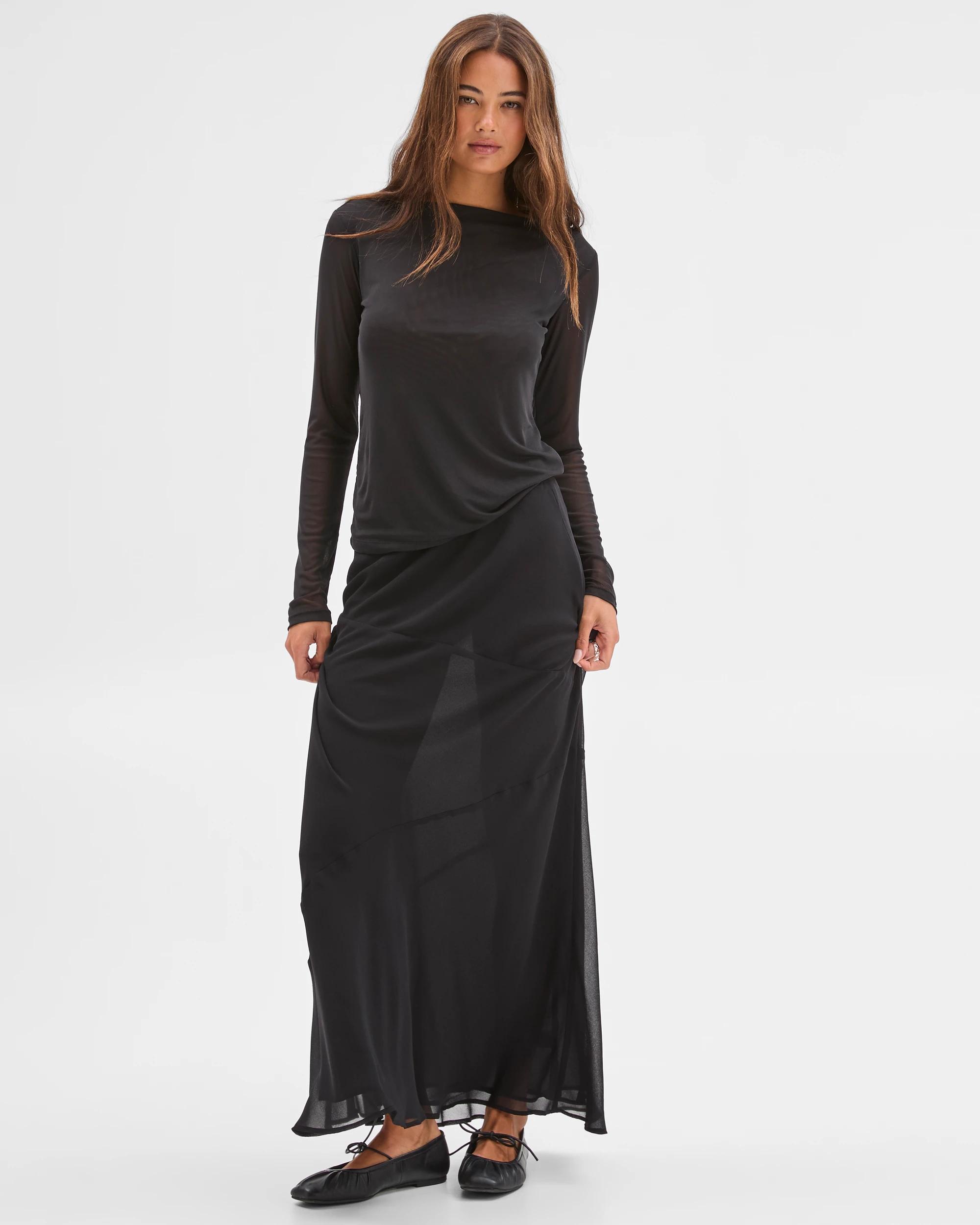 3 Lily Loves High Neck Long Sleeve Mesh Top BLACK, 3 of 6