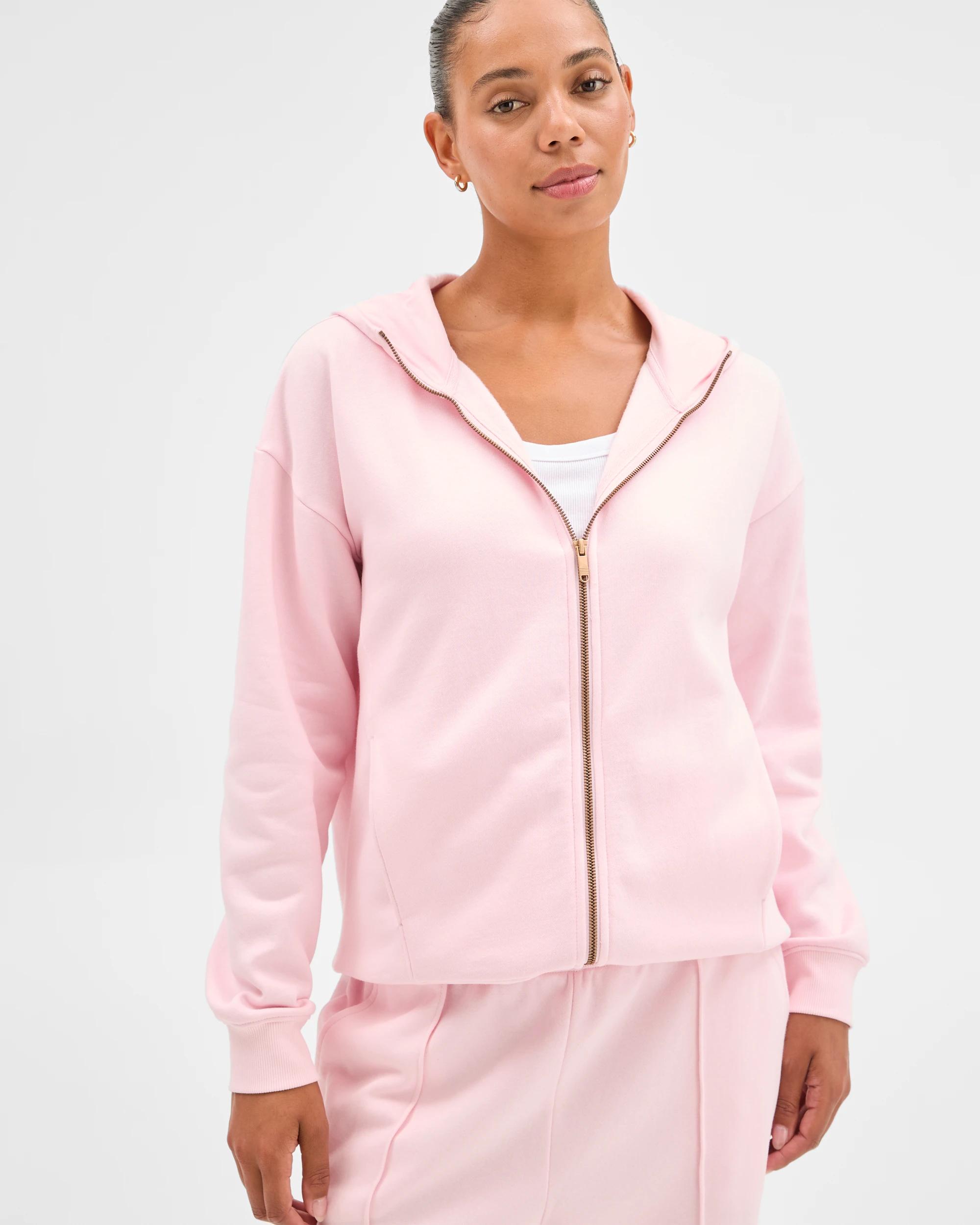 5 Target Active Active Australian Cotton Blend Fleece Zip Through Hoodie BARLEY PINK, 5 of 6