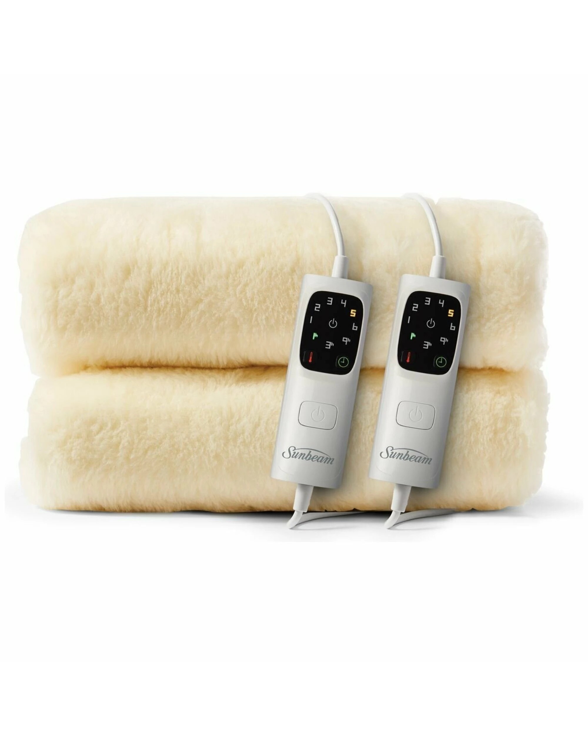 2 Sunbeam Sleep Perfect Wool Fleece Anti-Bacterial Electric Blanket - King - WHITE, 2 of 5