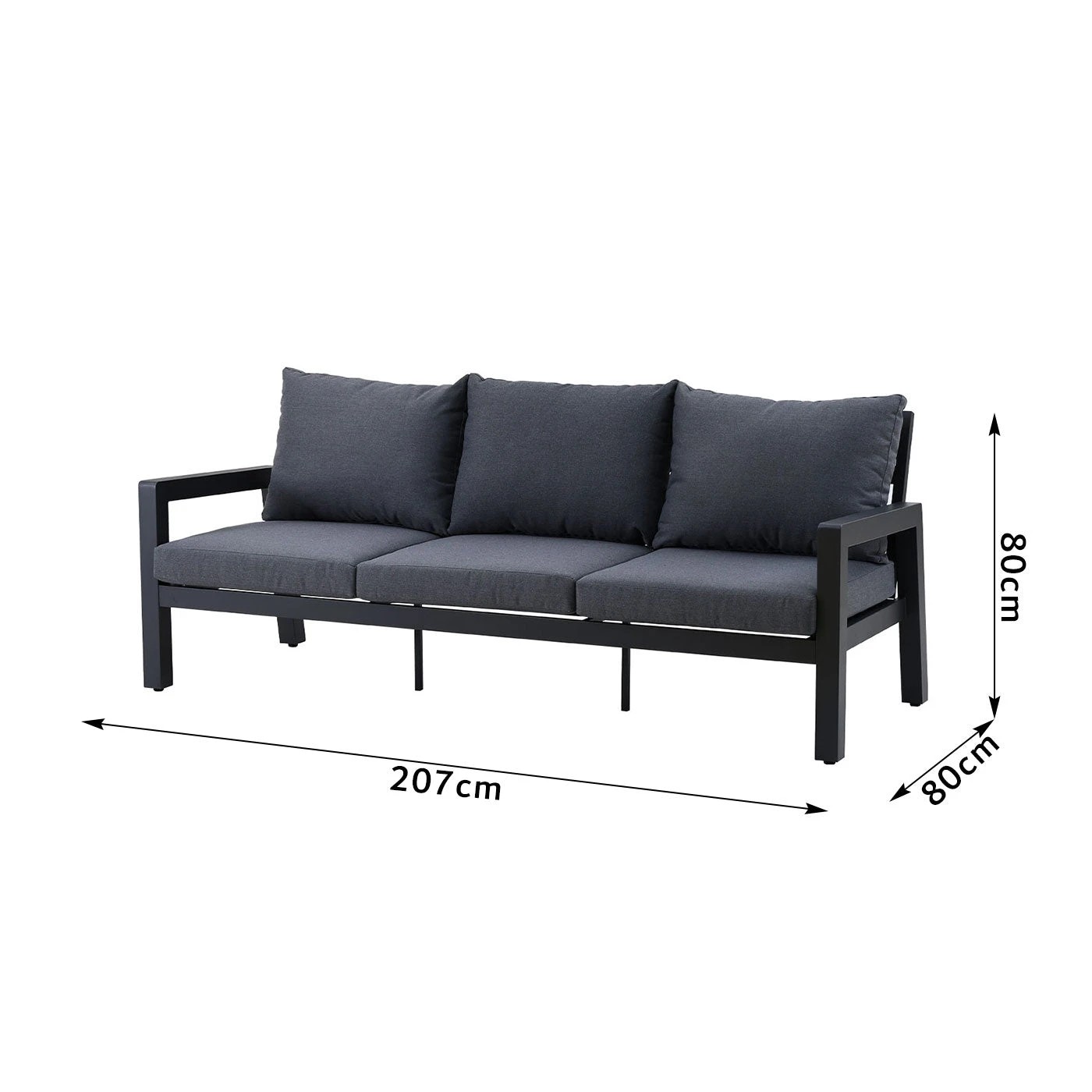 4 Moda Living Bronte 3-Seater Aluminium Outdoor Sofa with Cushion - Charcoal, 4 of 4
