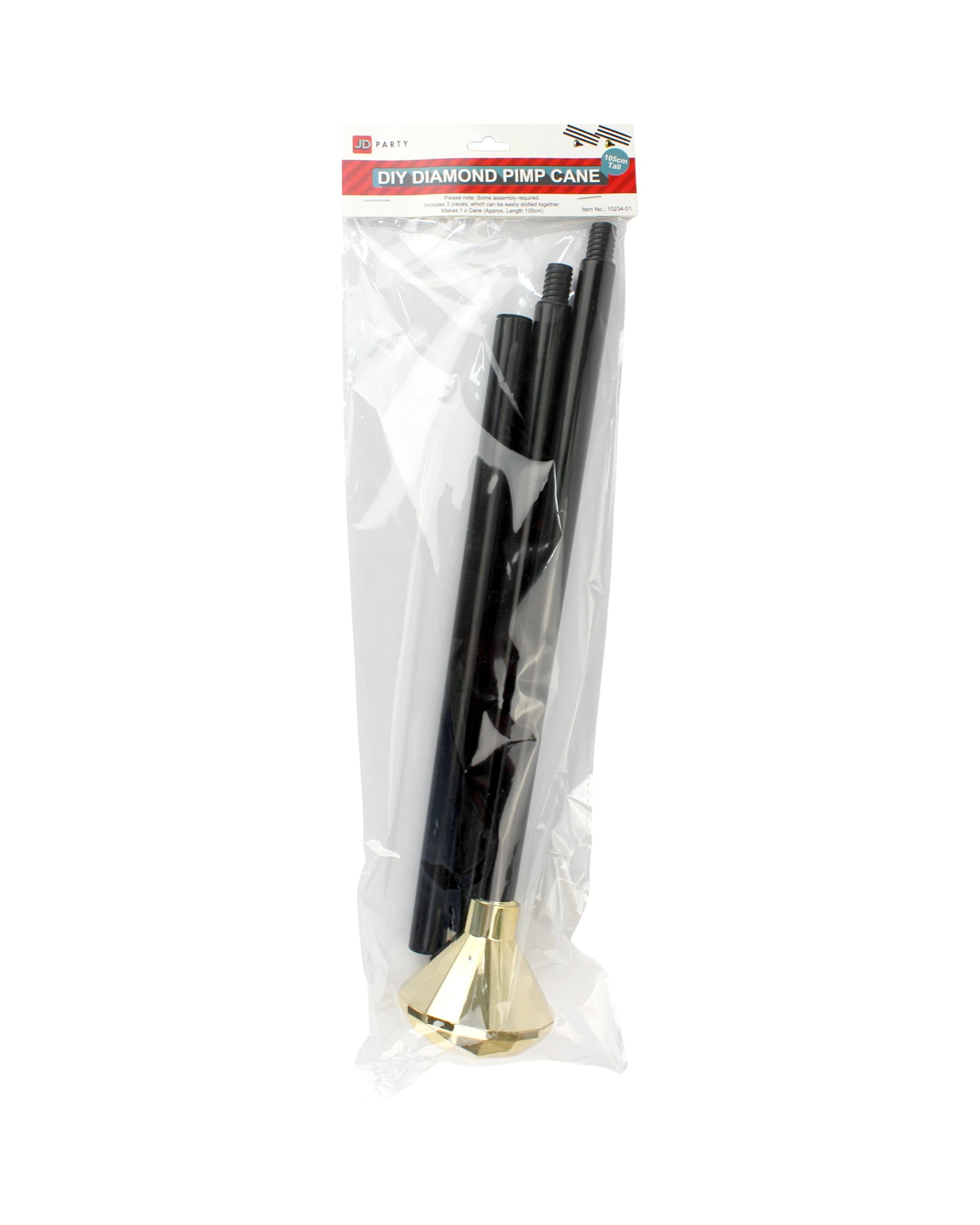 2 JD Party Plastic Gold Diamond Cane, 2 of 3