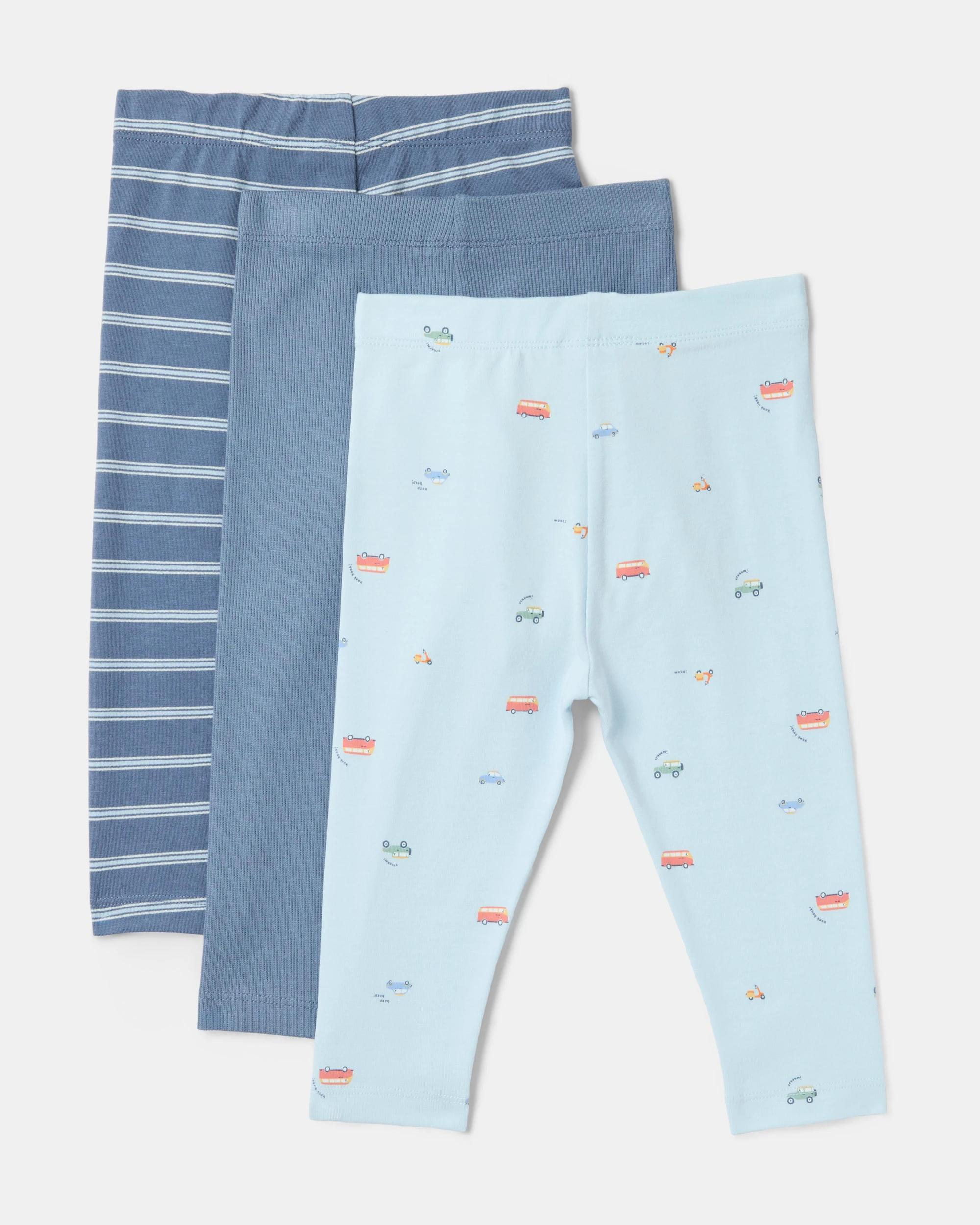 2 3 Pack Print Leggings Ditsy Cars, 2 of 8